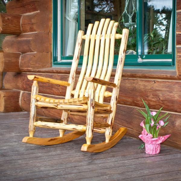 Montana Adult Log Rocker Chair - Handcrafted Wooden Rocking Chair for Living Room, Porch & Cabin - Comfortable Outdoor & Indoor Relaxation