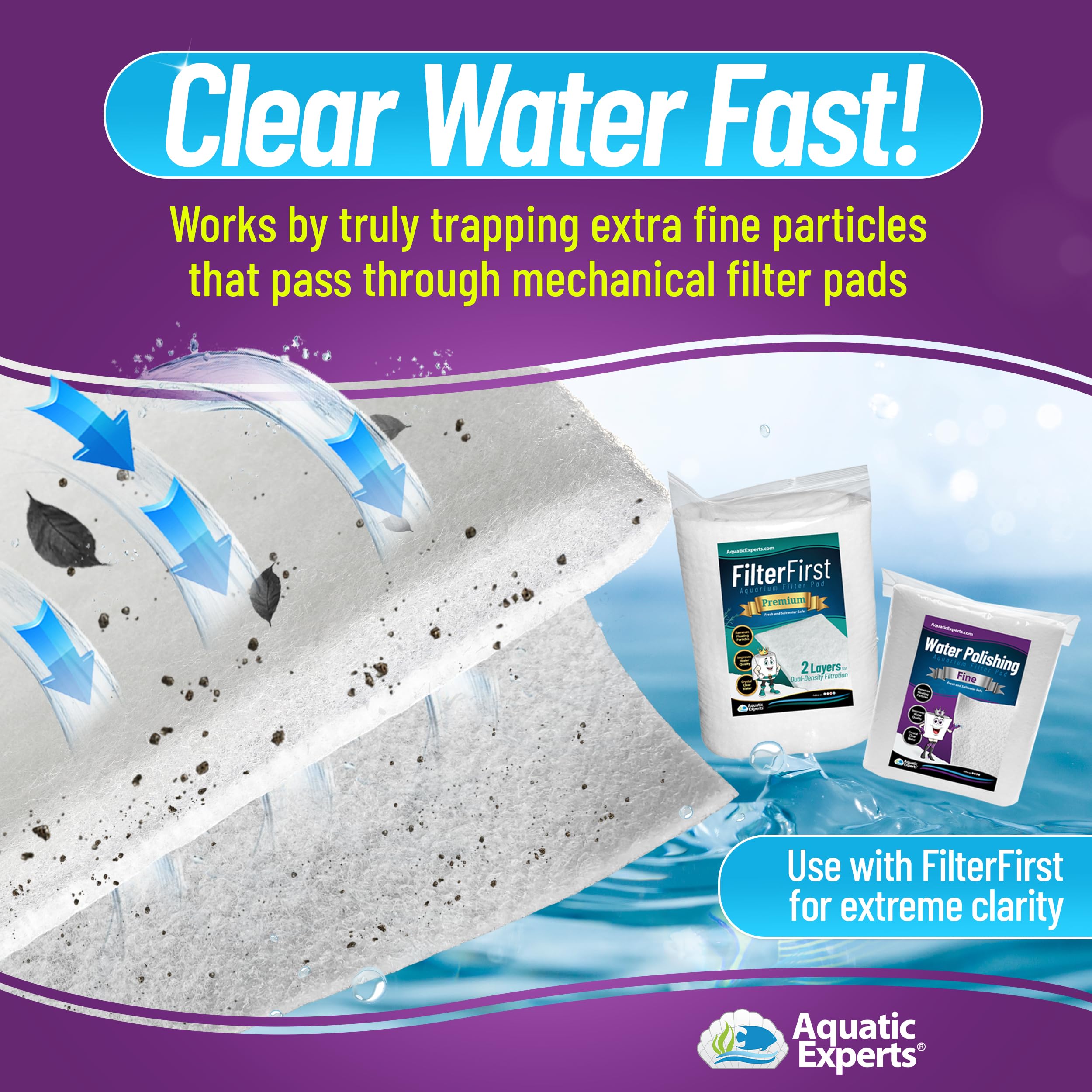Aquatic Experts Aquarium Filter Pad - 200 Micron for Fish Tank Cleaning & Water Polishing - 24