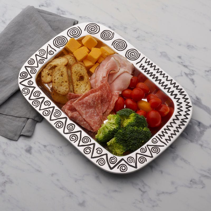 Reggae Style Rectangular Serving Tray - Bamboo Wooden Food & Drink Serving Platter for Parties, Dining, and Home Decor | Perfect for Entertaining, Breakfast in Bed, and Coffee Table Display