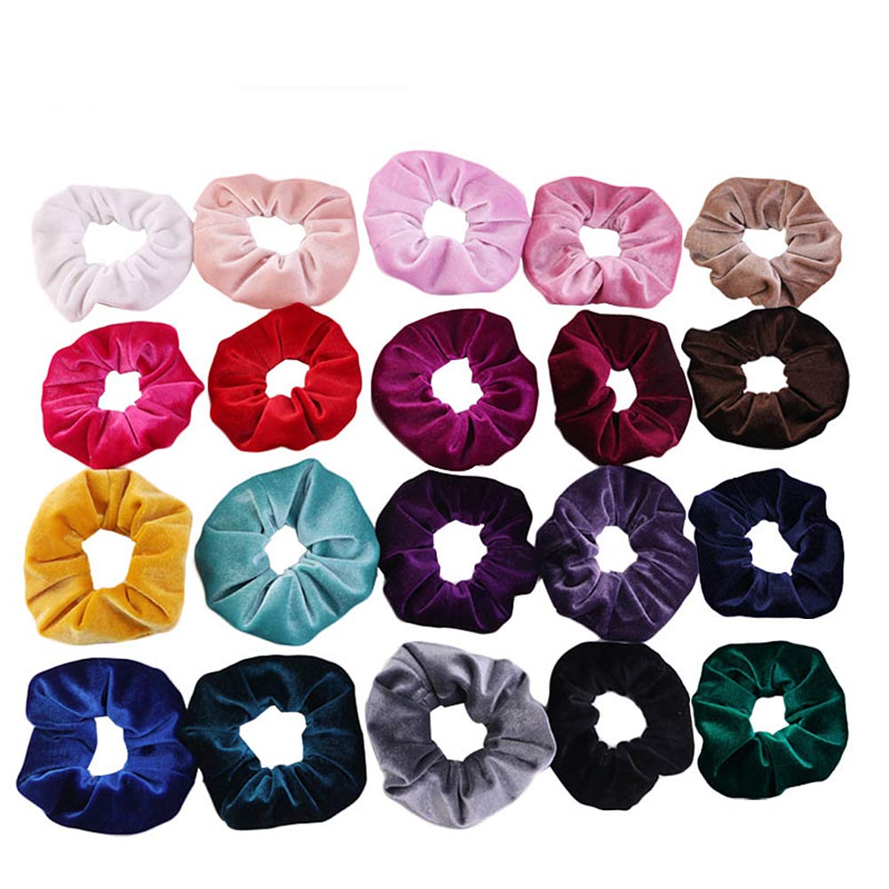 Magik 30-60 Gold Velvet Hair Scrunchies | 30 Pack Soft Elastic Hair Ties for Women & Girls | Perfect for Ponytails, Buns & Everyday Hair Styling
