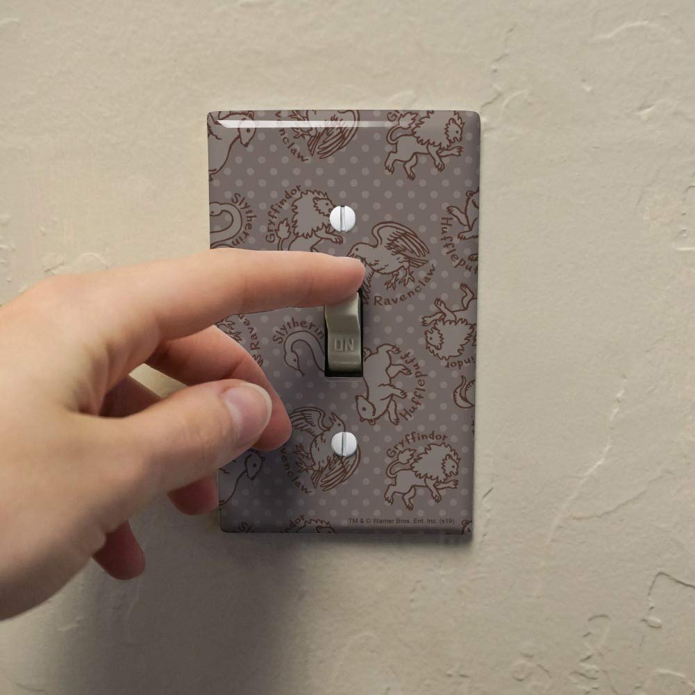 Harry Potter House Animal Pattern Plastic Wall Decor Light Switch Plate Cover - Gryffindor, Hufflepuff, Ravenclaw, Slytherin - Perfect for Bedroom, Nursery, Dorm Room Decor