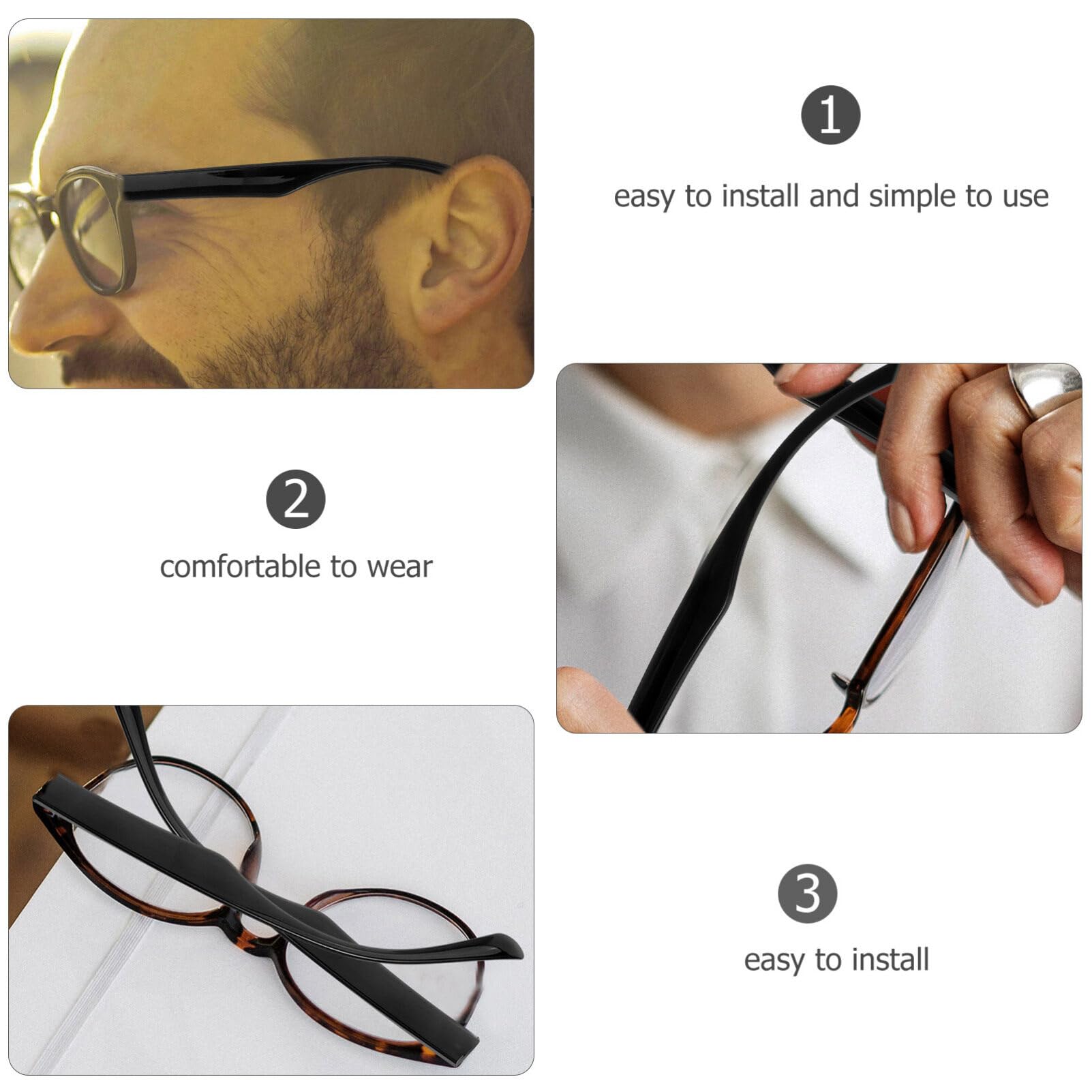 Healvian 1 Pair TR90 Replacement Sunglasses Temples - Universal Fit for Most Eyeglass Frames - Durable & Lightweight Glasses Accessories for Men & Women - Perfect for Reading, Driving, and Outdoor Activities