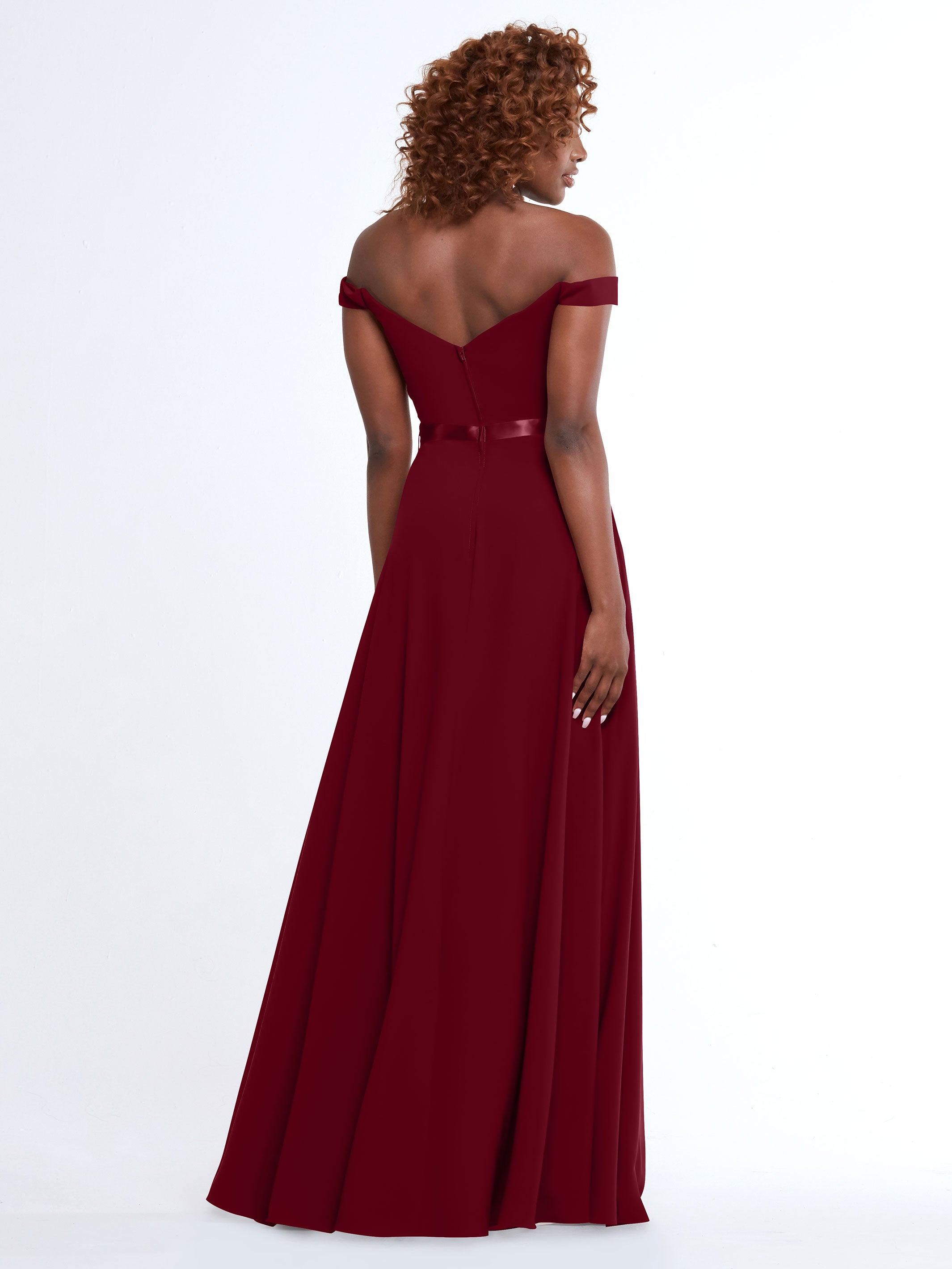 Elegant Off-the-Shoulder A-Line Chiffon Bridesmaid Dress with Sash - Size 80100 - Perfect for Weddings, Formal Events & Special Occasions