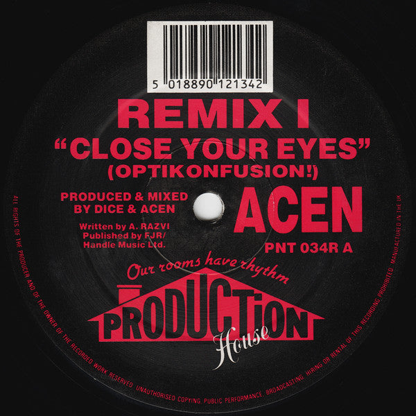Acen – Close Your Eyes (Optikonfusion) / Close Your Eyes (The Sequel) Vinyl Record | PNT 034R | Electronic Dance Music | Perfect for DJ Sets & Music Collectors