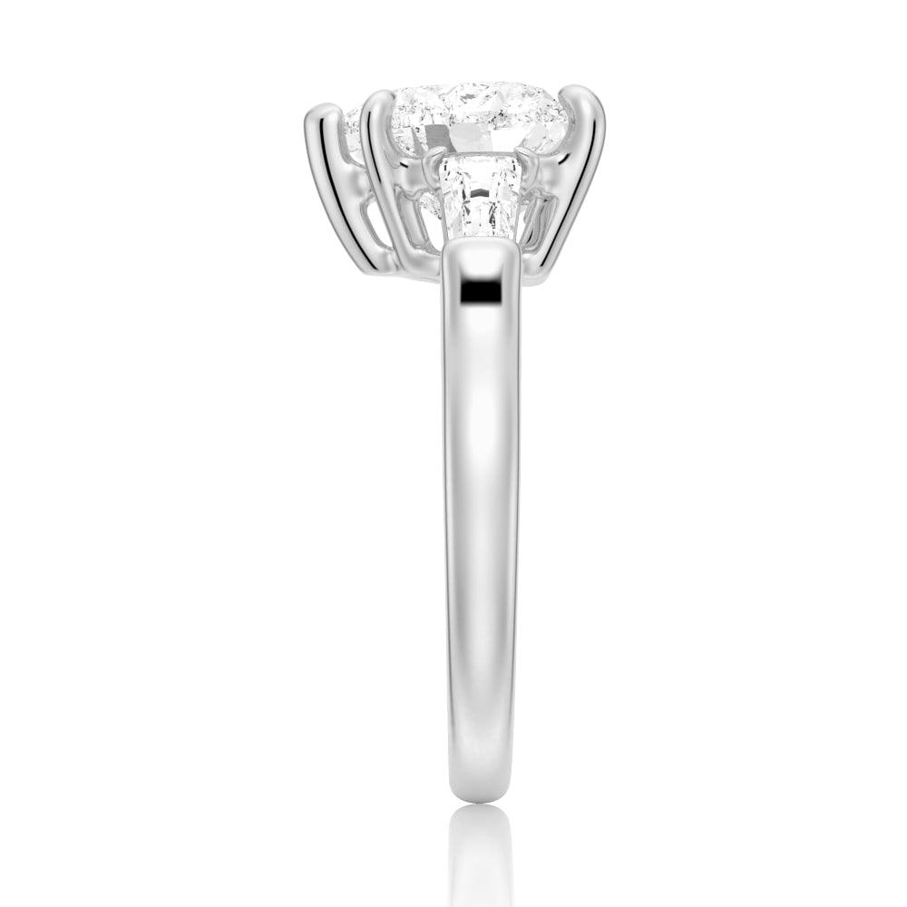 Exquisite Heart Shaped Moissanite Engagement Ring with Tapered Baguette Side Stones - Perfect for Proposals, Anniversaries & Romantic Occasions
