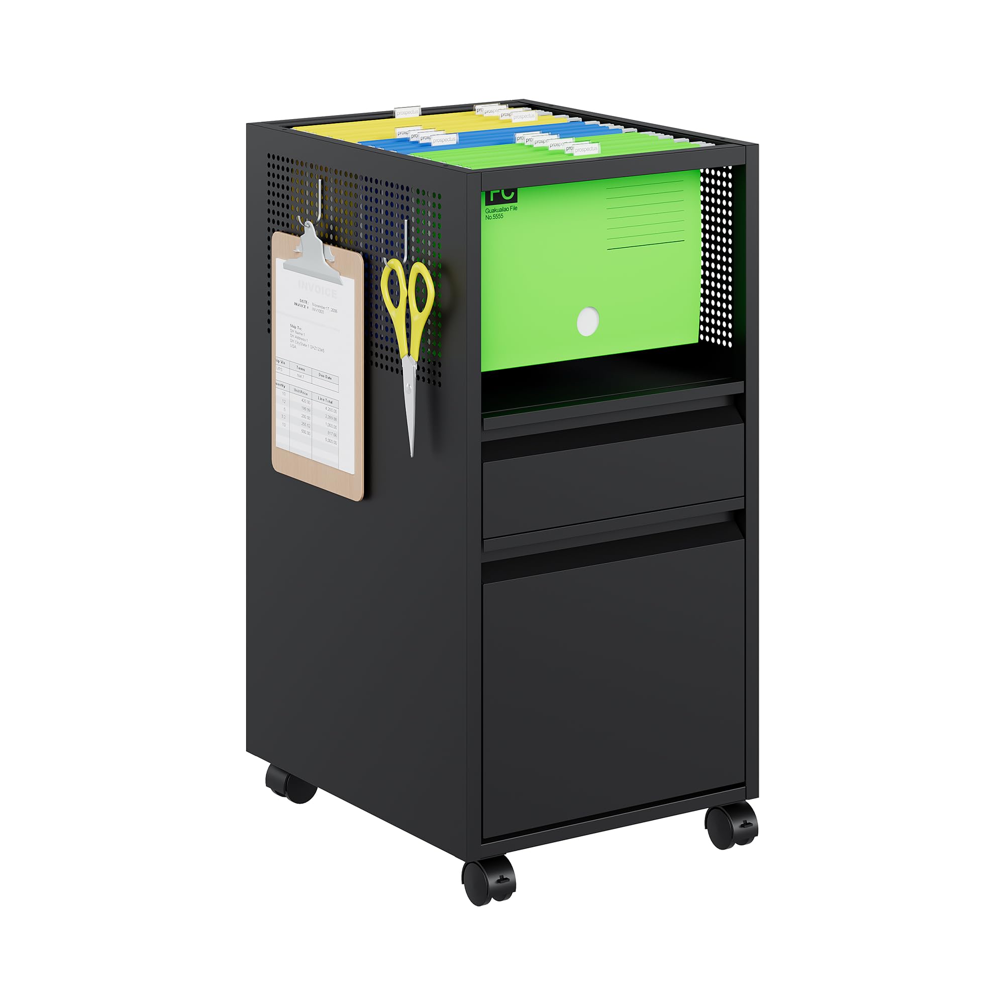 2-Drawer Metal Mobile File Cabinet with Wheels & Sliding Cover - Locking Rolling File Cart for Home, Office & Classroom - Perfect for Document Storage, Office Supplies & Tool Organization