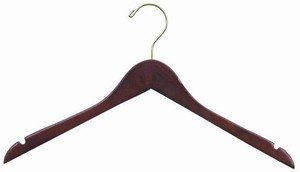 Premium Walnut & Brass Flat Shirt Hangers - 100 Pack for Dresses, Blouses & Suits - Space-Saving Closet Organizer for Home & Boutique Wardrobes