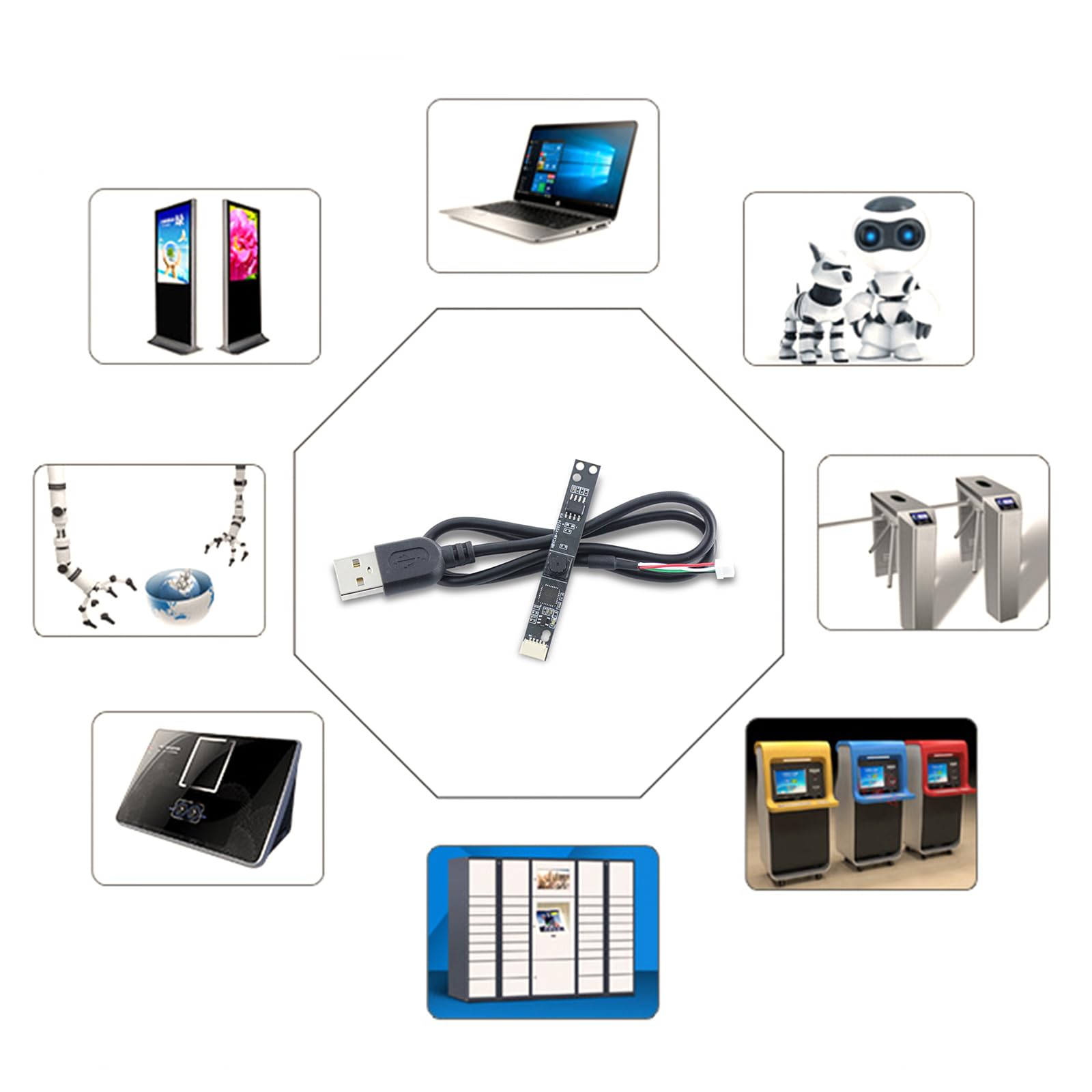 REITINGE USB Camera Module 66° Wide Angle 0.3MP OV7675 Webcam Board with Face Recognition & Photosensitive Chip for PC, Laptop, Raspberry Pi, Security & Smart Home Devices
