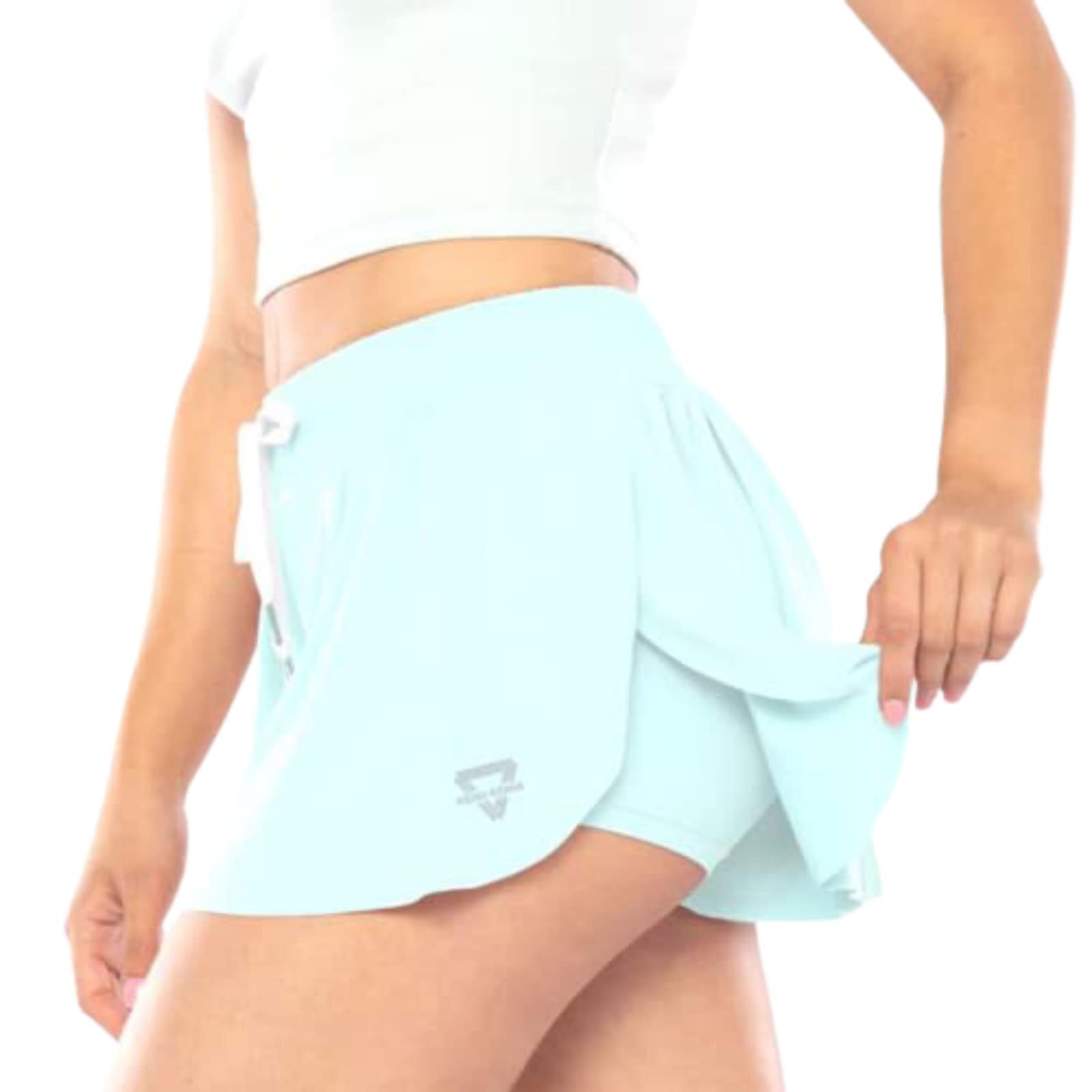 2-in-1 Flowy Yoga Shorts with Pockets - Women's High Waist Workout Running Athletic Shorts for Gym, Jogging & Lounge Wear