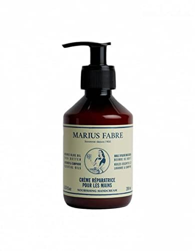 Marius Fabre Olive Oil Hand Cream with Shea Butter, Lavender & Camphor Essential Oils - 200ml Deep Nourishing Moisturizer for Dry, Cracked Hands - Perfect for Winter Care, Office Use & Travel Skincare