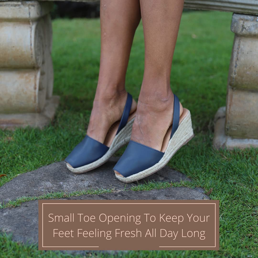 Women's Espadrille Wedge Sandals – Soft Leather Peep Toe Dressy & Casual Summer Slip-On Shoes | Perfect for Beach Vacations, Date Nights & Outdoor Weddings