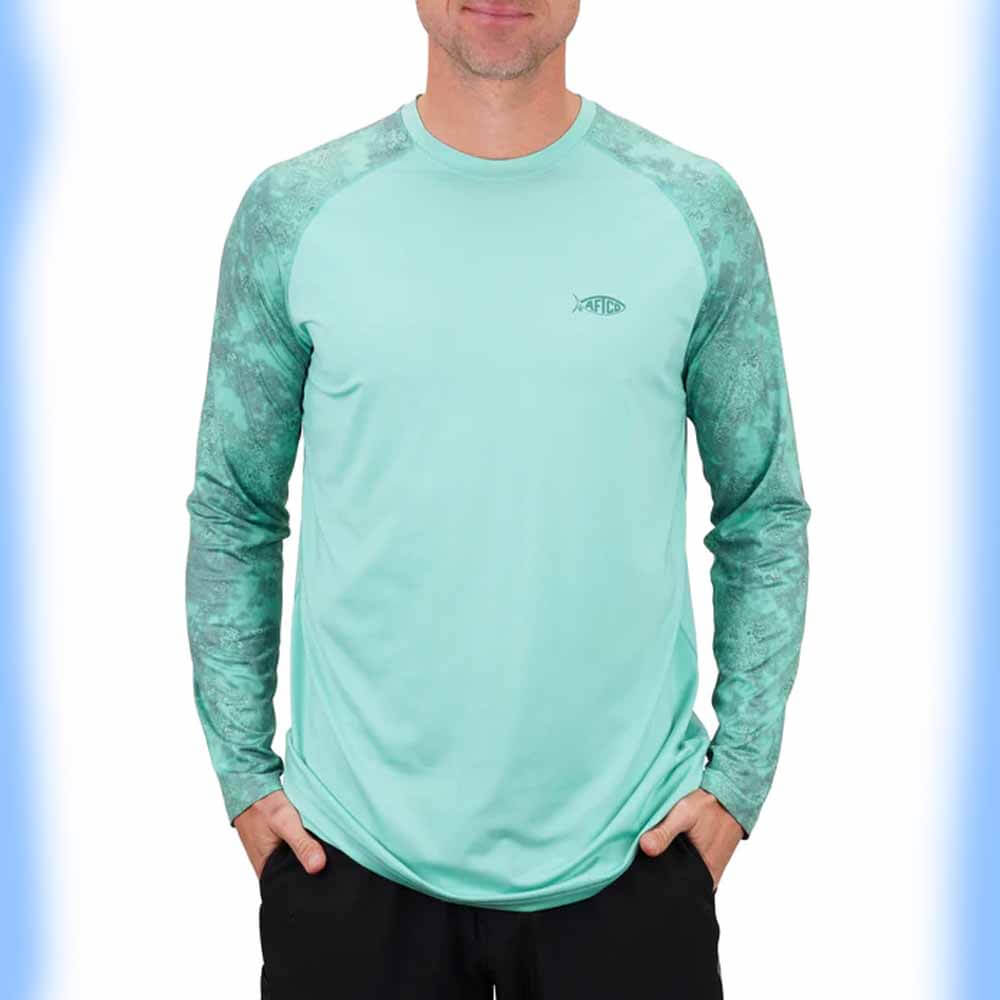 Aftco Ocean Wave Acid Camo Long Sleeve Performance Fishing Shirt - UV Protection & Quick Dry for Saltwater Fishing & Outdoor Adventures