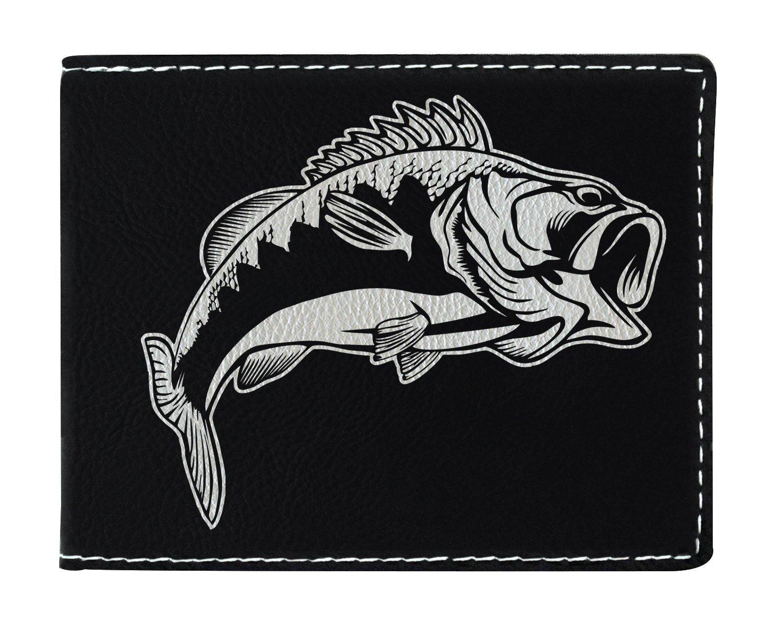 Premium Laser Engraved Bass Fishing Bifold Wallet for Men - Durable Leatherette Money Clip Wallet - Ideal Fishing Gifts for Dad, Husband & Anglers - Perfect for Outdoor Adventures & Daily Use