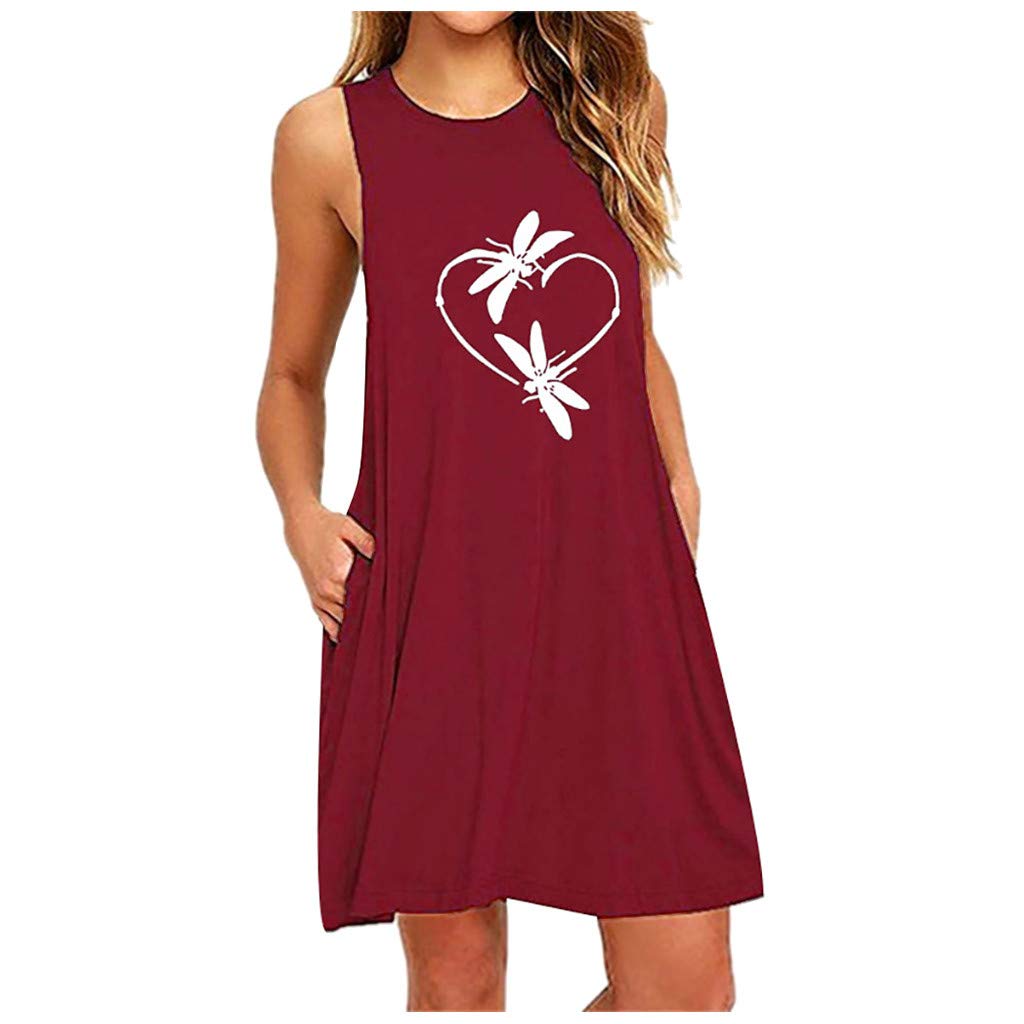 Plus Size Women's Summer Sleeveless Sun Dress with Pocket & Floral Print - Casual O-Neck Nightdress for Beach, Vacation & Lounge Wear