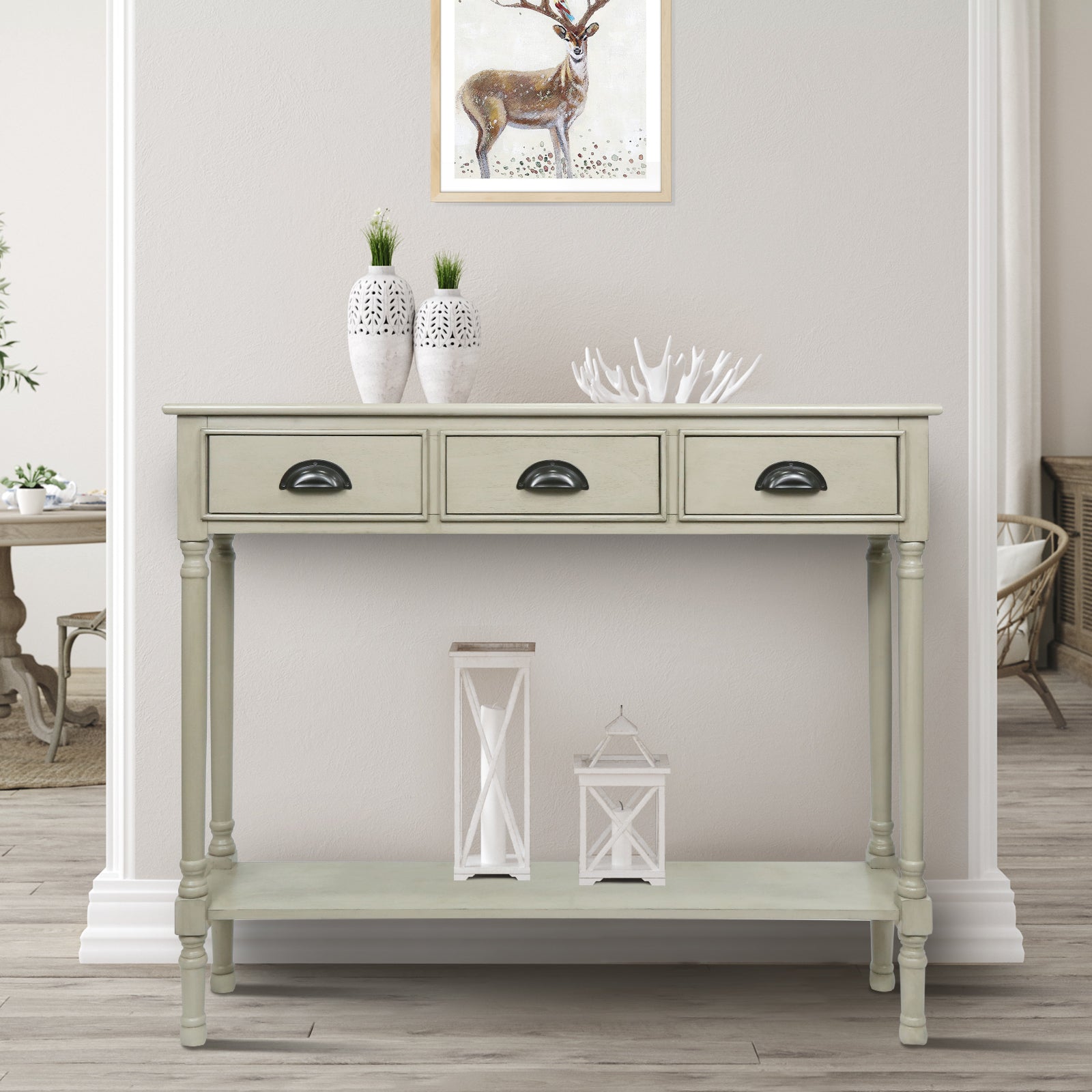 Modern Console Table with 3 Drawers - 39.5