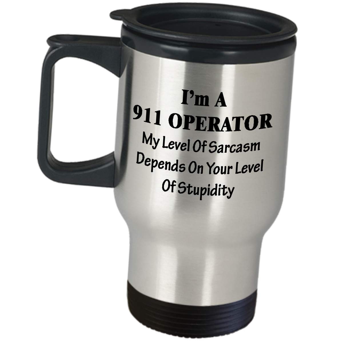 911 Operator Gifts - Funny Sarcastic Travel Mug for Dispatchers - Thin Yellow Line Coffee Tumbler - Emergency Responder Appreciation Gift for Men & Women - Perfect for Office Use, Commuting & Dispatch Work Humor
