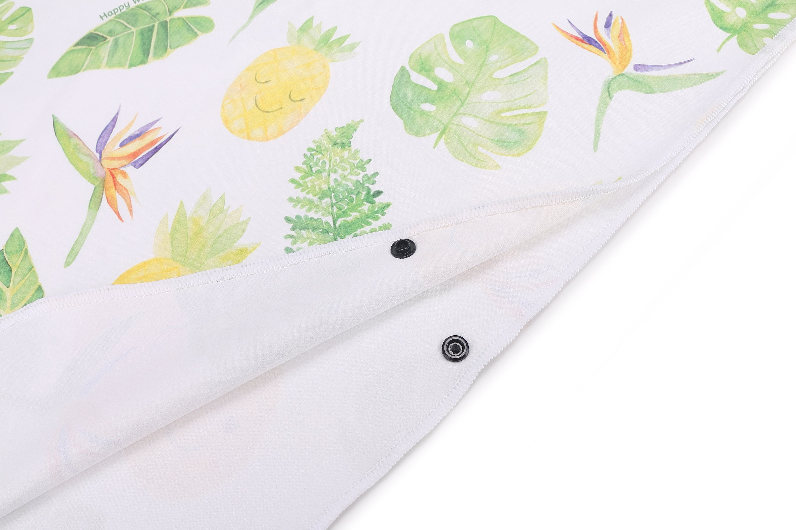 Stylish Hooded Beach Towel Poncho for Teens - Monstera & Pineapple Print in White - Perfect for Pool, Beach, and Outdoor Activities