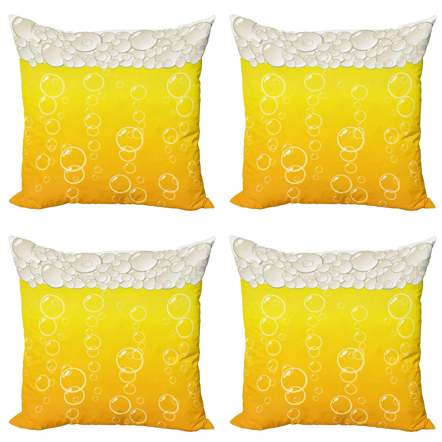 Ambesonne 4-Pack Abstract Beer Bubbles Decorative Throw Pillow Covers - 20