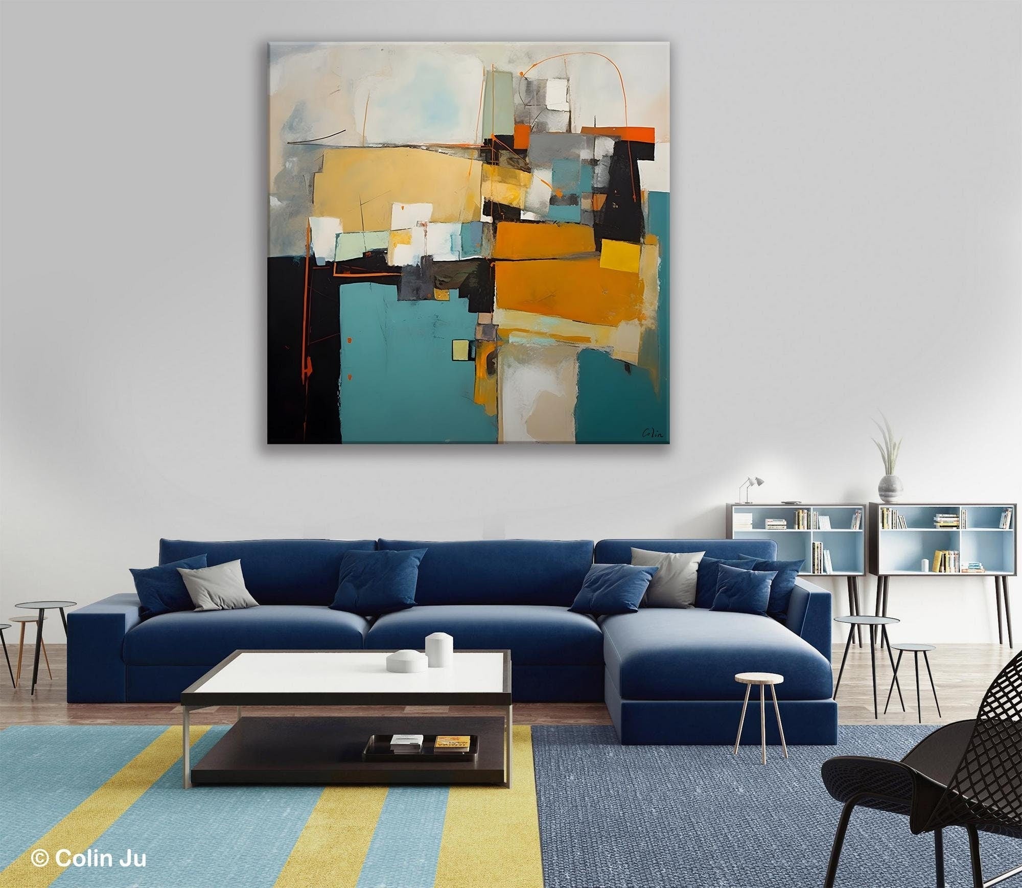 Modern Abstract Canvas Wall Art for Living Room - Extra Large Acrylic Painting - Handmade Contemporary Home Decor - Perfect for Bedroom, Office & Lounge Areas