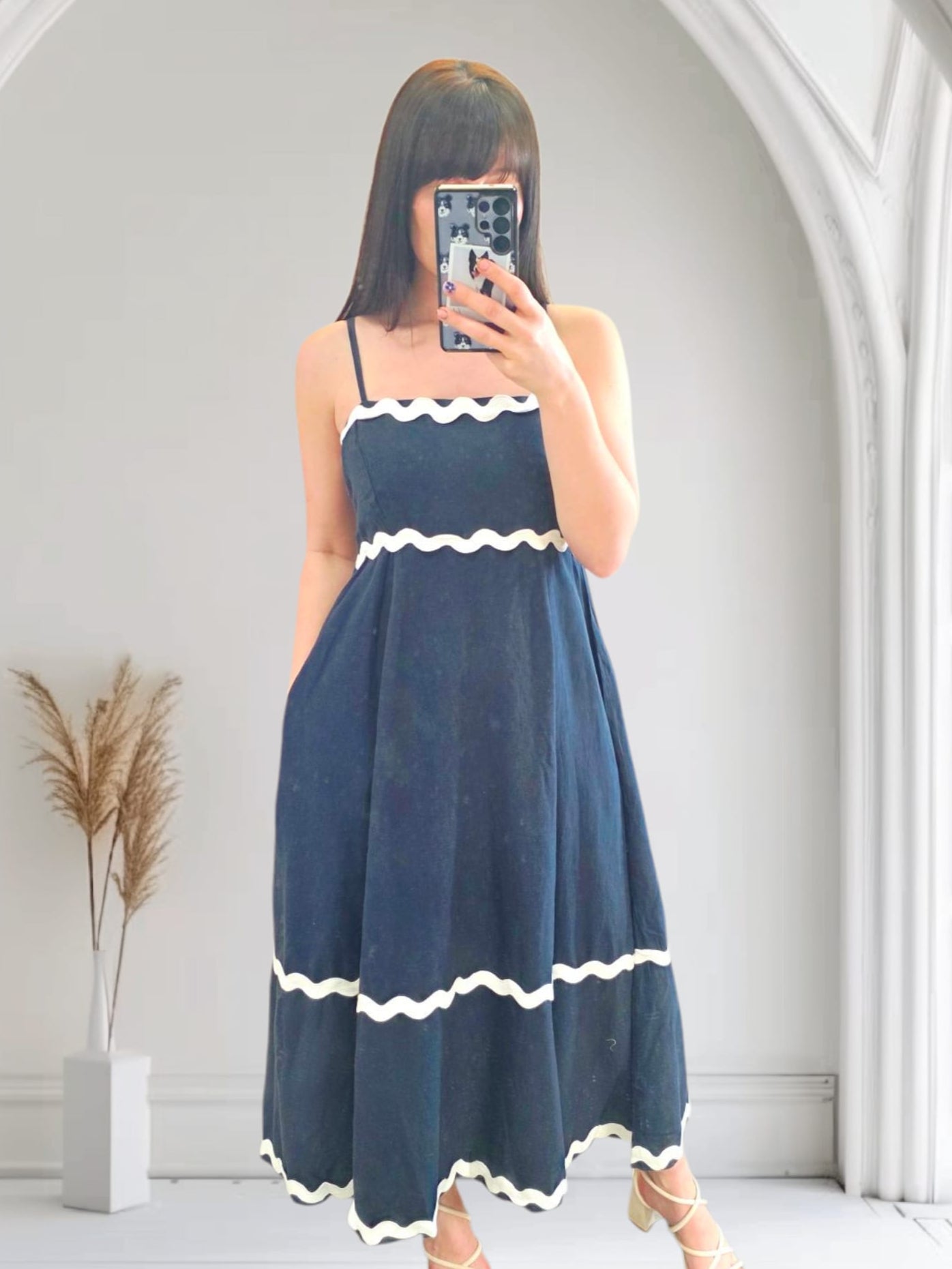 Stylish Demi Denim Swirl Dress for Women | Trendy A-Line Flowy Midi Dress | Perfect for Casual Outings, Date Nights & Summer Vacations