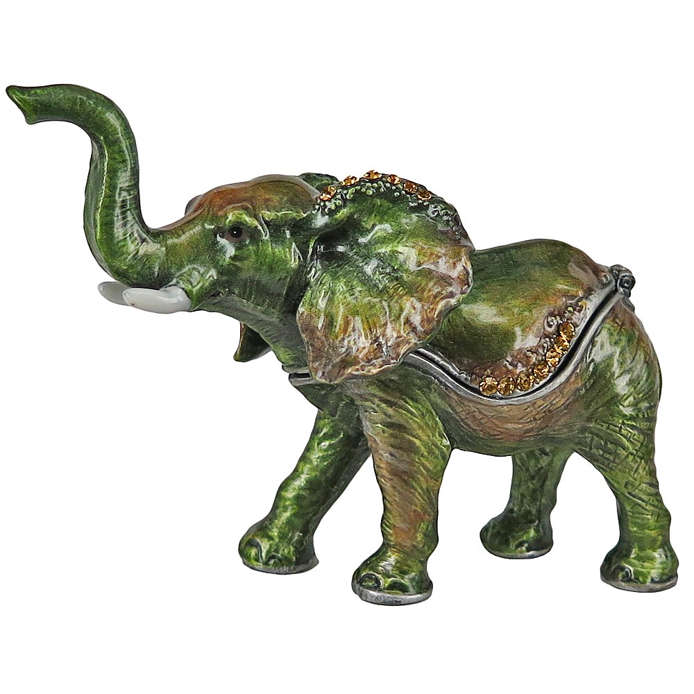 RUCINNI Elephant (Green) Jewelry Trinket Box - Perfect for Home Decor, Gift Giving, and Organizing Small Treasures