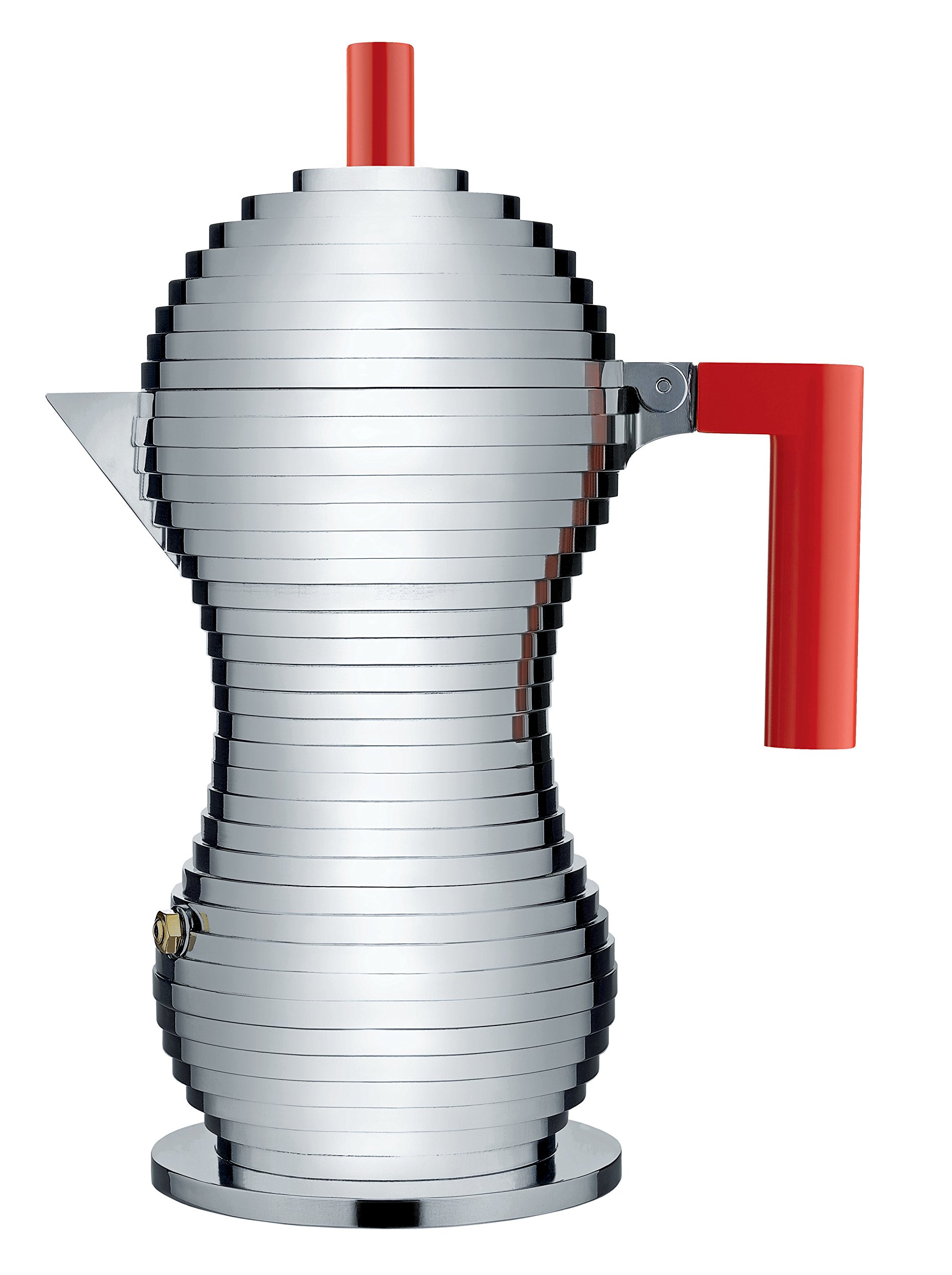 Alessi Pulcina Stove Top Espresso Coffee Maker - 6 Cup Moka Pot, Italian Design, Durable Aluminum, Vibrant Red - Perfect for Home Brewing, Camping & Gifts