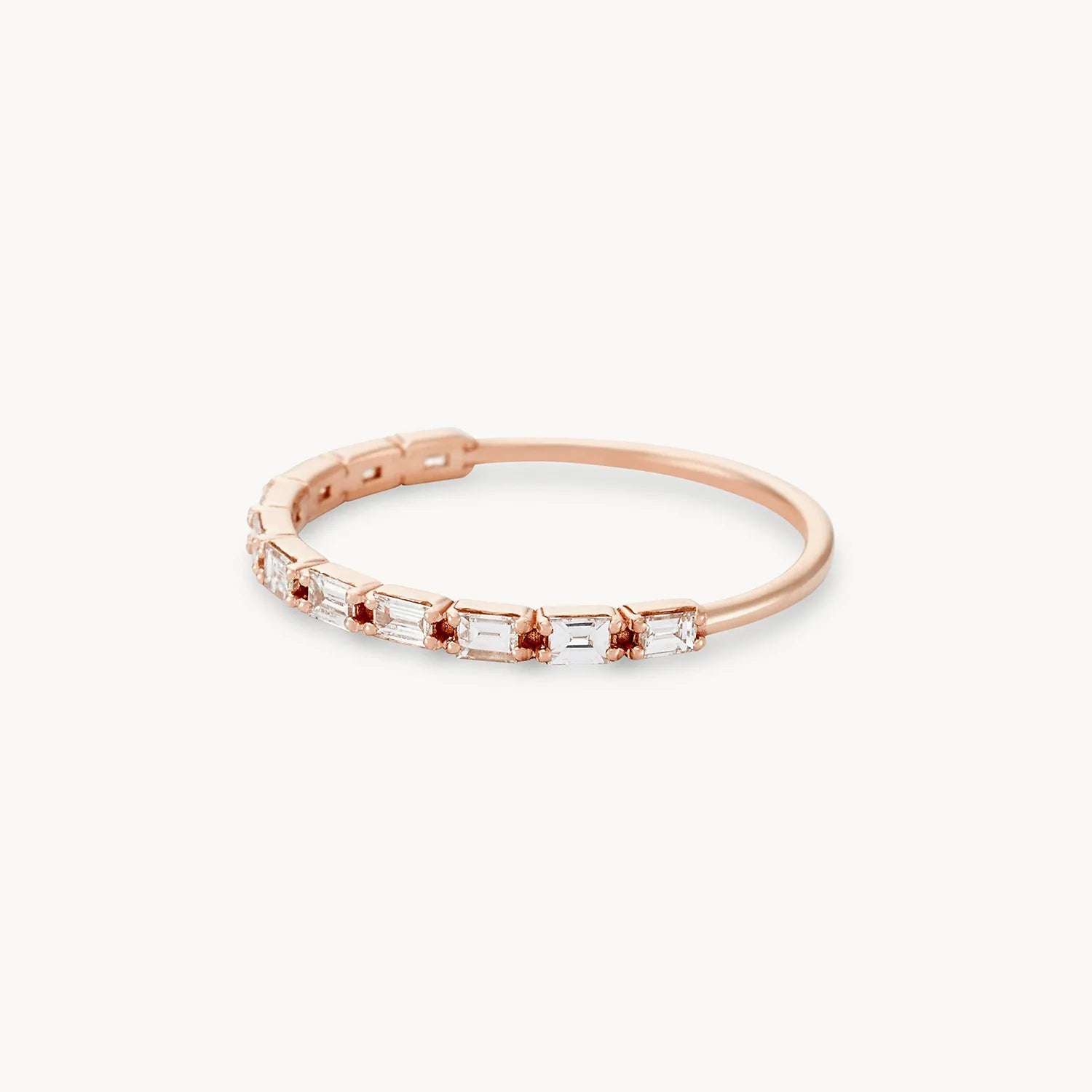 14K Rose Gold Moirai Ring with White Diamonds - Elegant Jewelry for Women, Perfect for Weddings, Anniversaries & Special Occasions