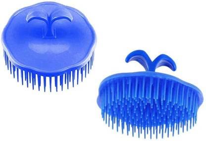 DEXO Professional Round Fingers Comb & Shampoo Brush Set - 2 Pack Hair Styling Tools for Women & Girls - Detangling & Scalp Massage Comb - Multi Color (Great for Salon, Home Hair Care & Travel)
