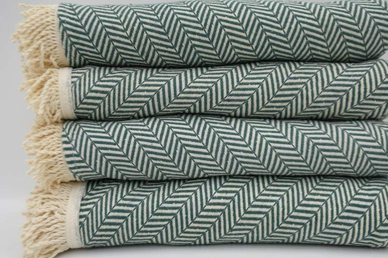 Premium 100% Cotton Dark Green Round Beach Towel - Soft, Absorbent & Quick-Drying for Pool, Beach, Yoga & Travel