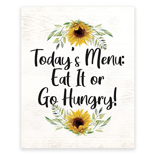 Sunflower Wall Art for Kitchen - Rustic Farmhouse Decor, Kitchen Pictures & Wall Decor, Sunflower Art Prints - Perfect for Farmhouse, Country Style & Cozy Kitchen Decorating