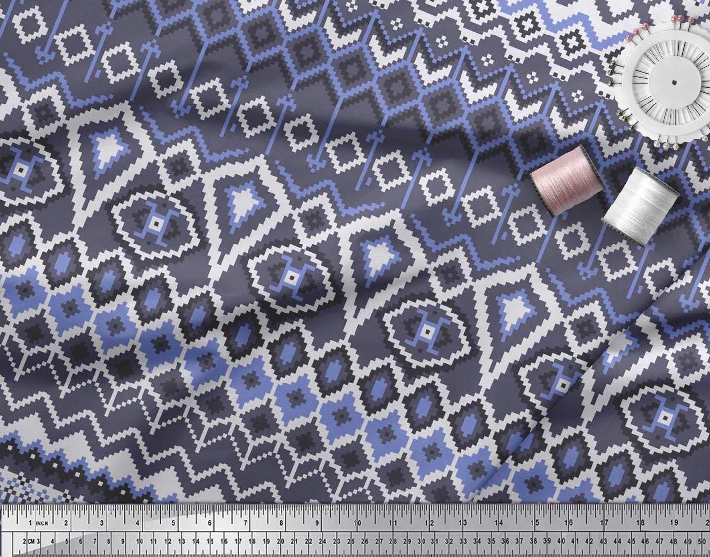 Soimoi Moss Georgette Brown Fabric by The Yard - 42 Inch Wide Aztec Geometric Printed Material for Dresses, Curtains & Home Decor | Tribal Contemporary Fashion Fabric