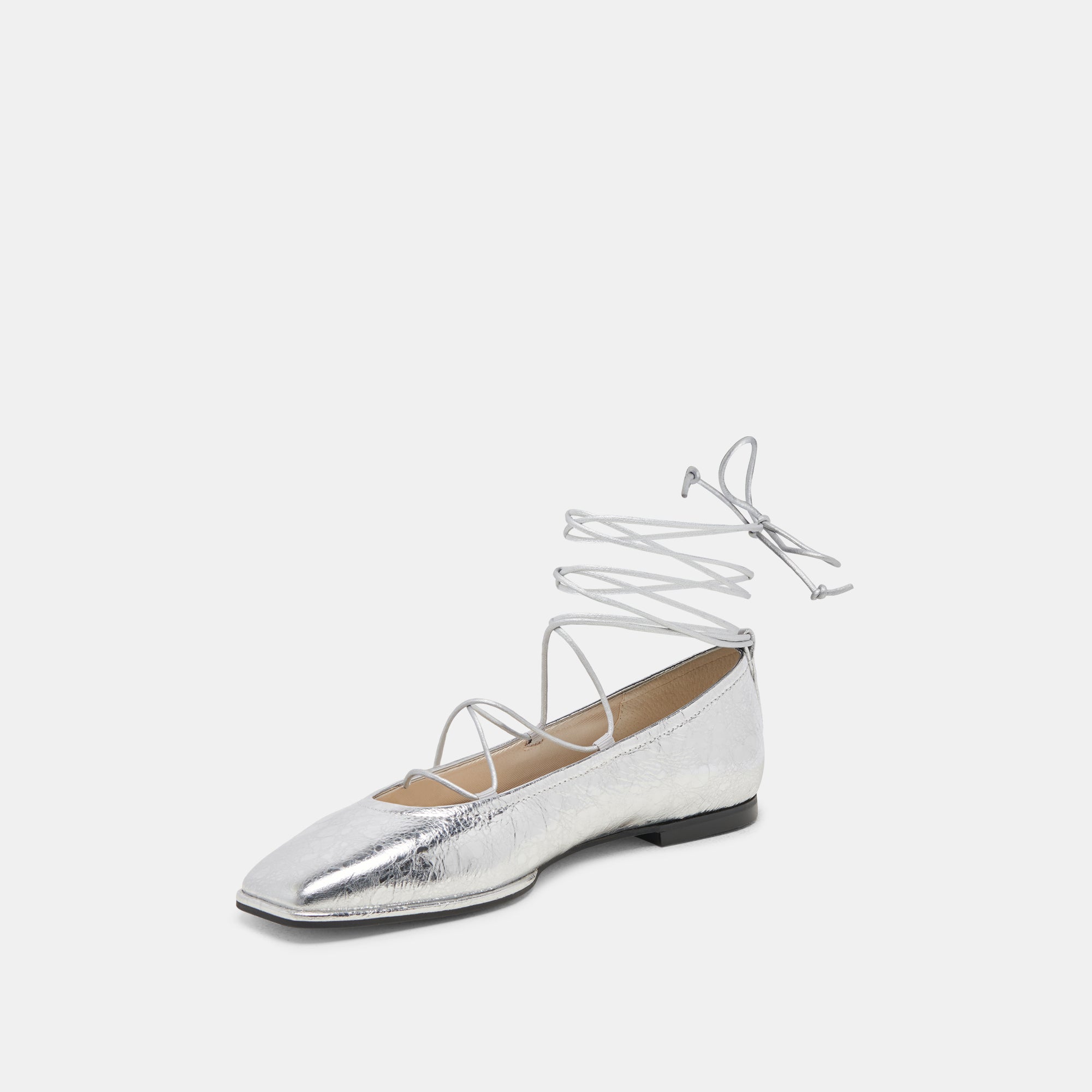 RYDER Women's Ballet Flats - Silver Distressed Leather Slip-On Shoes for Comfort & Style | Perfect for Work, Casual Wear & Travel