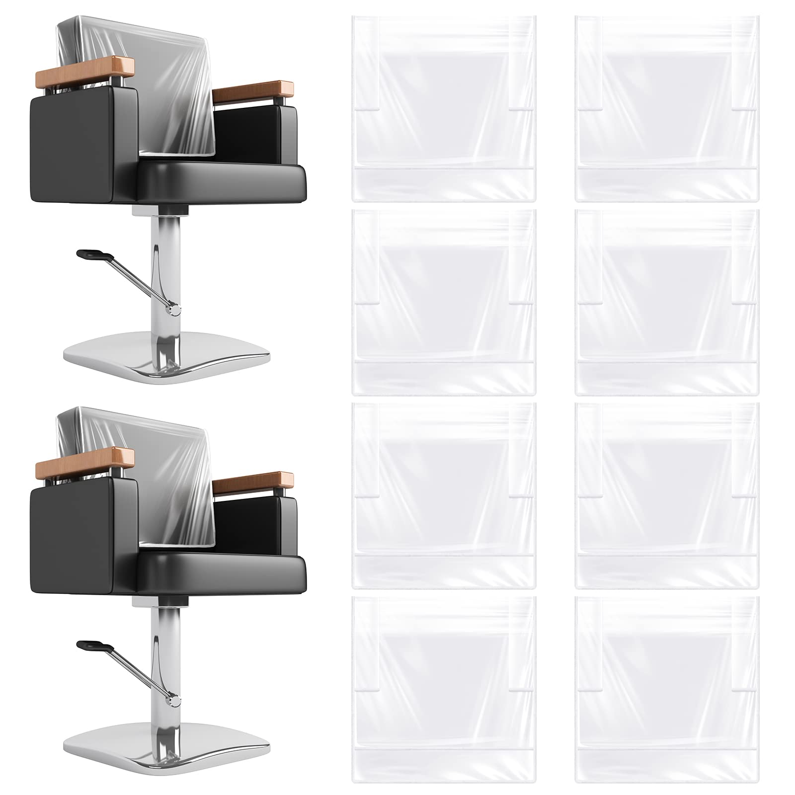 Hoolerry 8-Piece Clear Plastic Square Salon Chair Covers - 19.7 Inch Universal Fit for Standard Salon & Office Chairs (White Edge) | Waterproof & Durable Protection for Hair Salons, Spas, and Home Offices