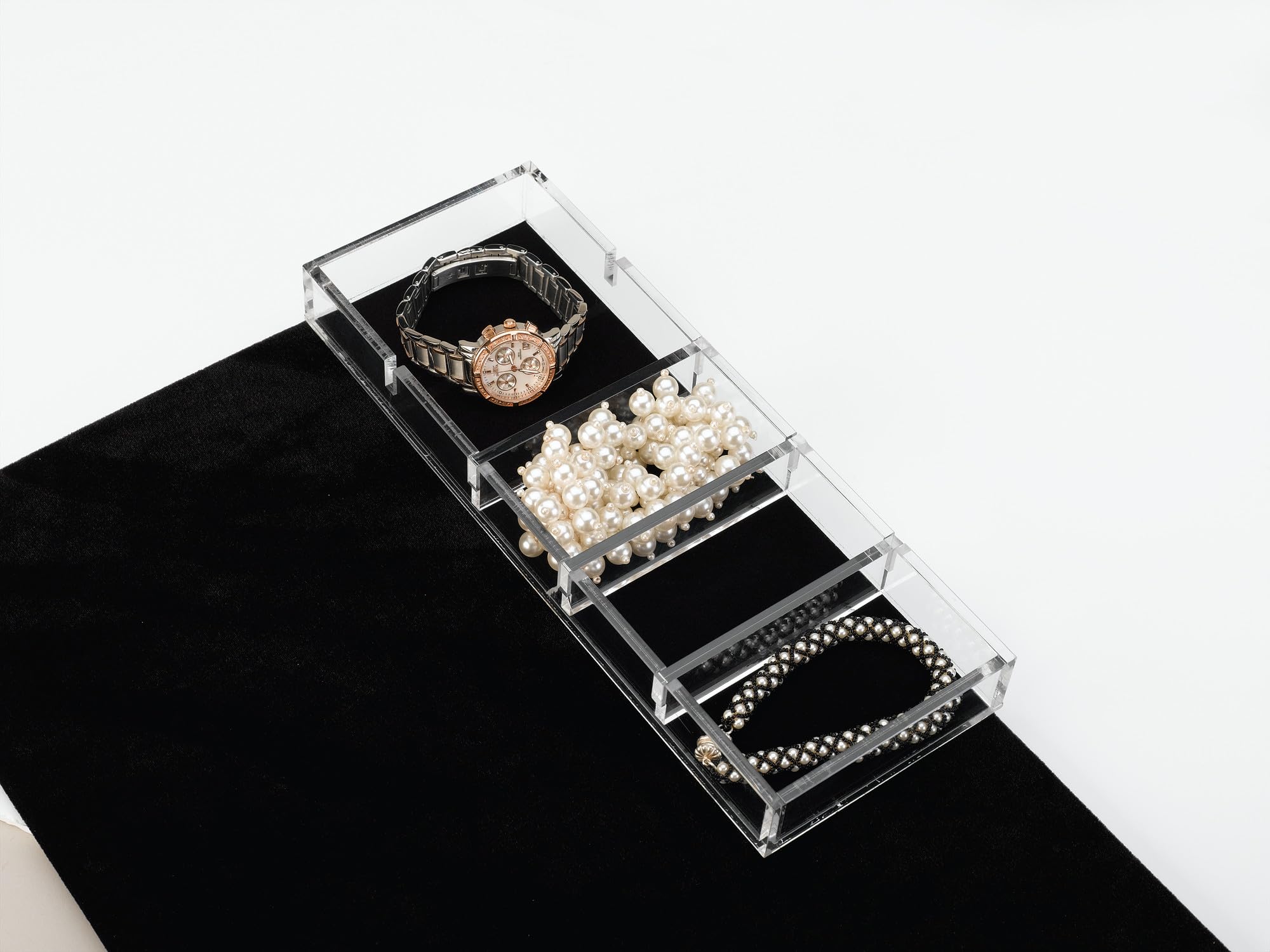 Rev-A-Shelf Acrylic Jewelry Organizer for Closet Drawers - Perfect for Necklace, Ring & Earring Storage | Space-Saving Drawer Insert for Bedroom & Bathroom Organization