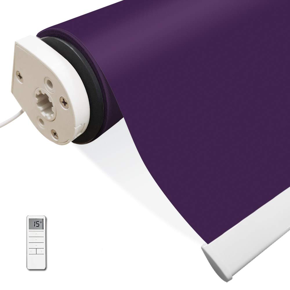 Yin Yang Motorized Window Blinds - Purple Remote Control Roller Shades with Wireless & Rechargeable Features | Light Filtering & UV Protection for Home, Office, Kitchen | Perfect for Living Rooms, Bedrooms & Patio Doors