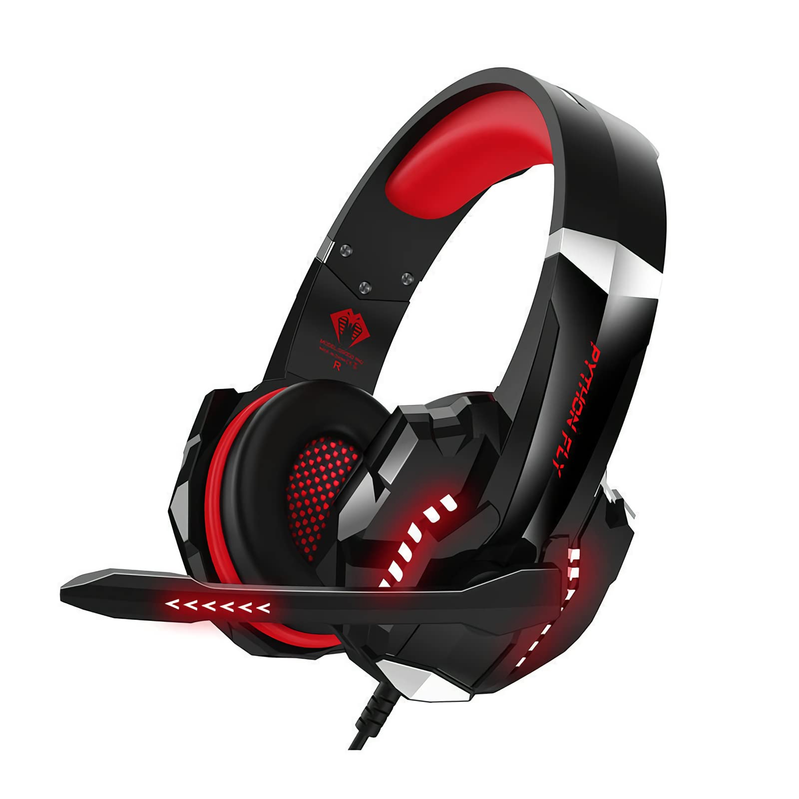 Premium Stereo Gaming Headset with Microphone & Active Noise Cancellation - Over-Ear Headphones for PS5, PS4, Xbox One, PC - LED Lights, Deep Bass, Soft Memory Foam Earmuffs - Perfect for Gaming, Streaming & Online Meetings