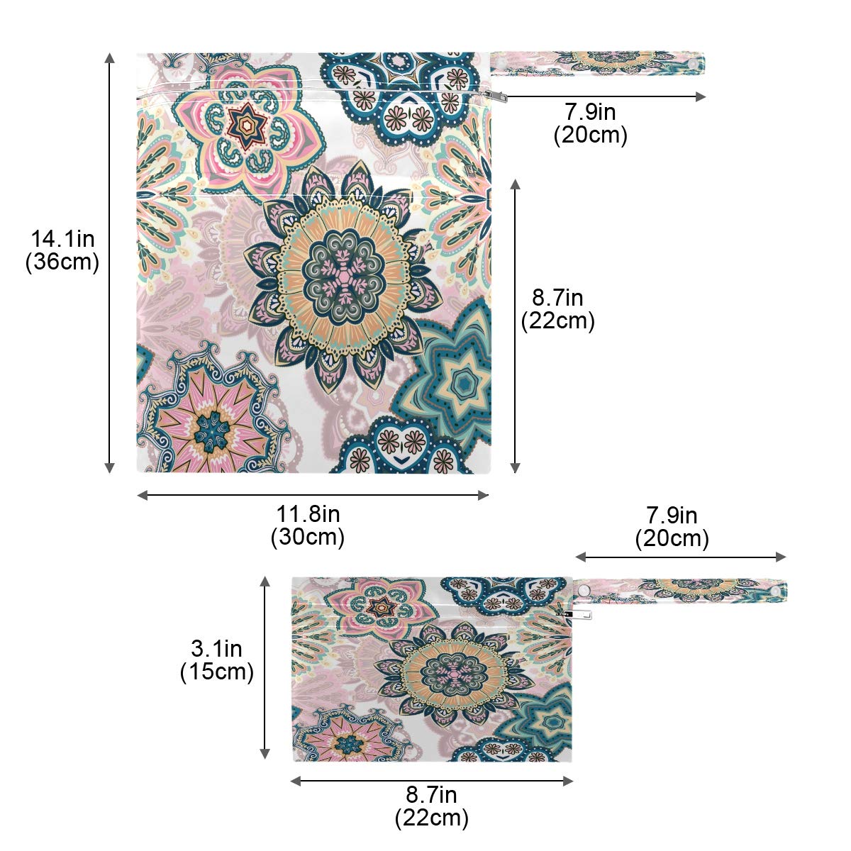 **Sunflower Bees Wet Dry Bag for Cloth Diapers & Swimsuits - Waterproof Reusable Storage Pouch for Travel, Beach, Gym & Baby Essentials - 2 Pack (Perfect for Wet Clothes, Toiletries & Swim Gear)**