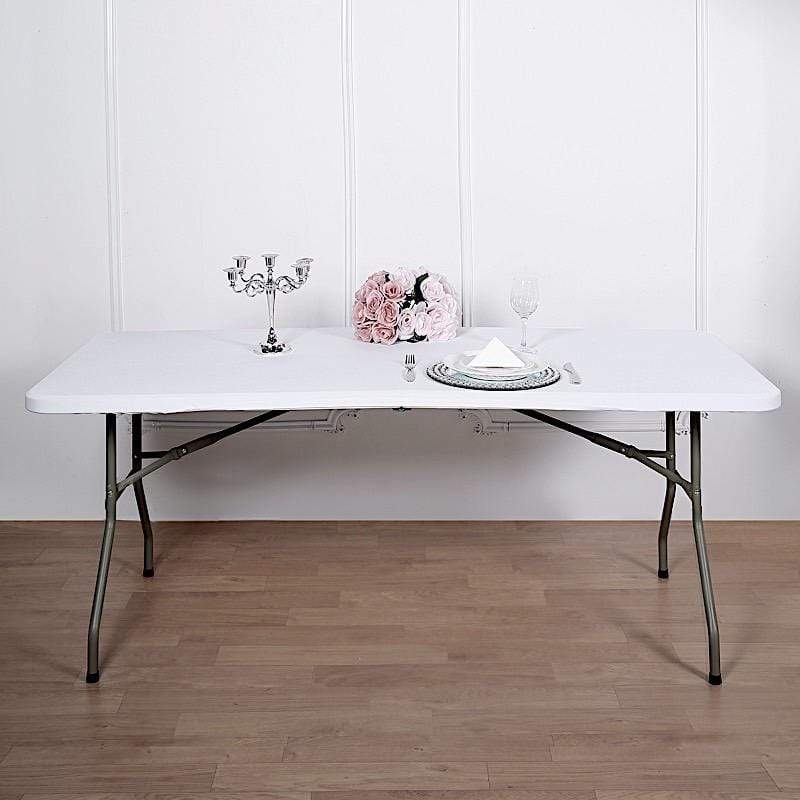 6 ft Fitted Spandex Rectangular Table Cover - Stretchable & Wrinkle-Resistant - Perfect for Banquets, Weddings, and Events