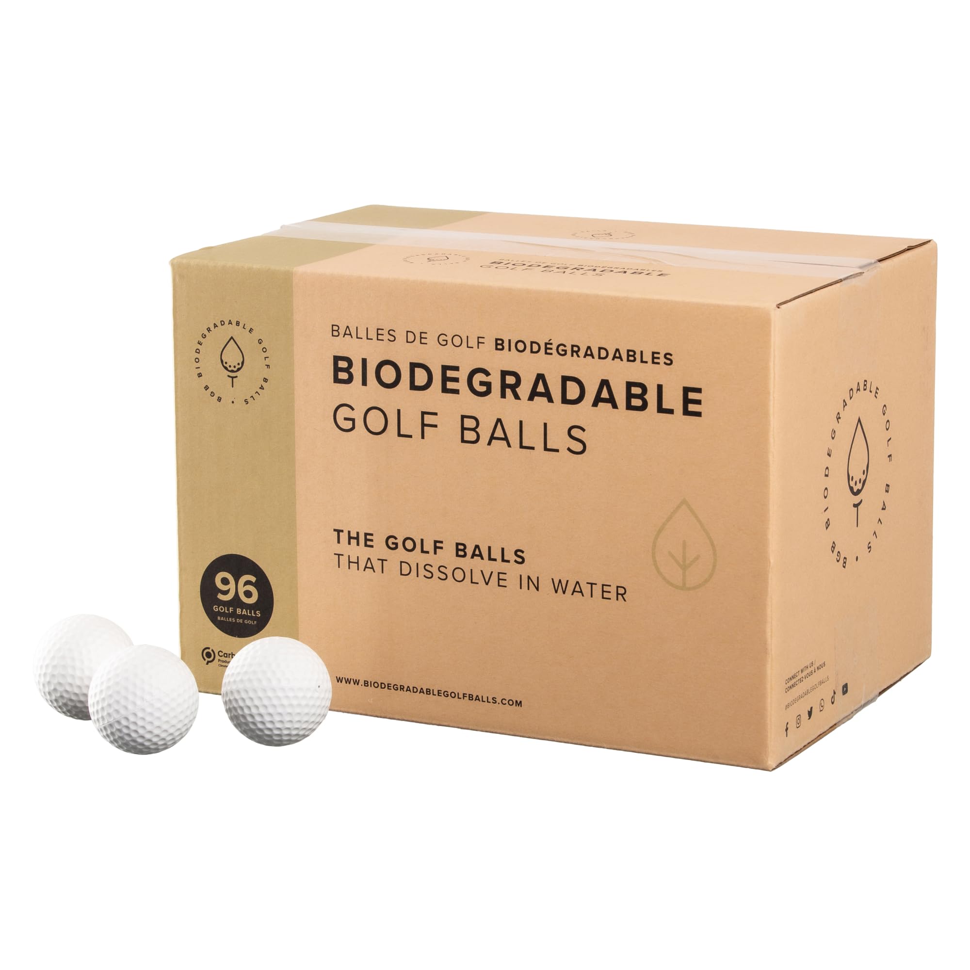 Eco-Friendly Biodegradable Golf Balls - Water Soluble & Dissolves in 2-4 Weeks | Perfect for Outdoor Practice & Ocean-Friendly Training | Great Golf Gift for Men & Women | Set of 96 Balls for Driving Range & Backyard Practice