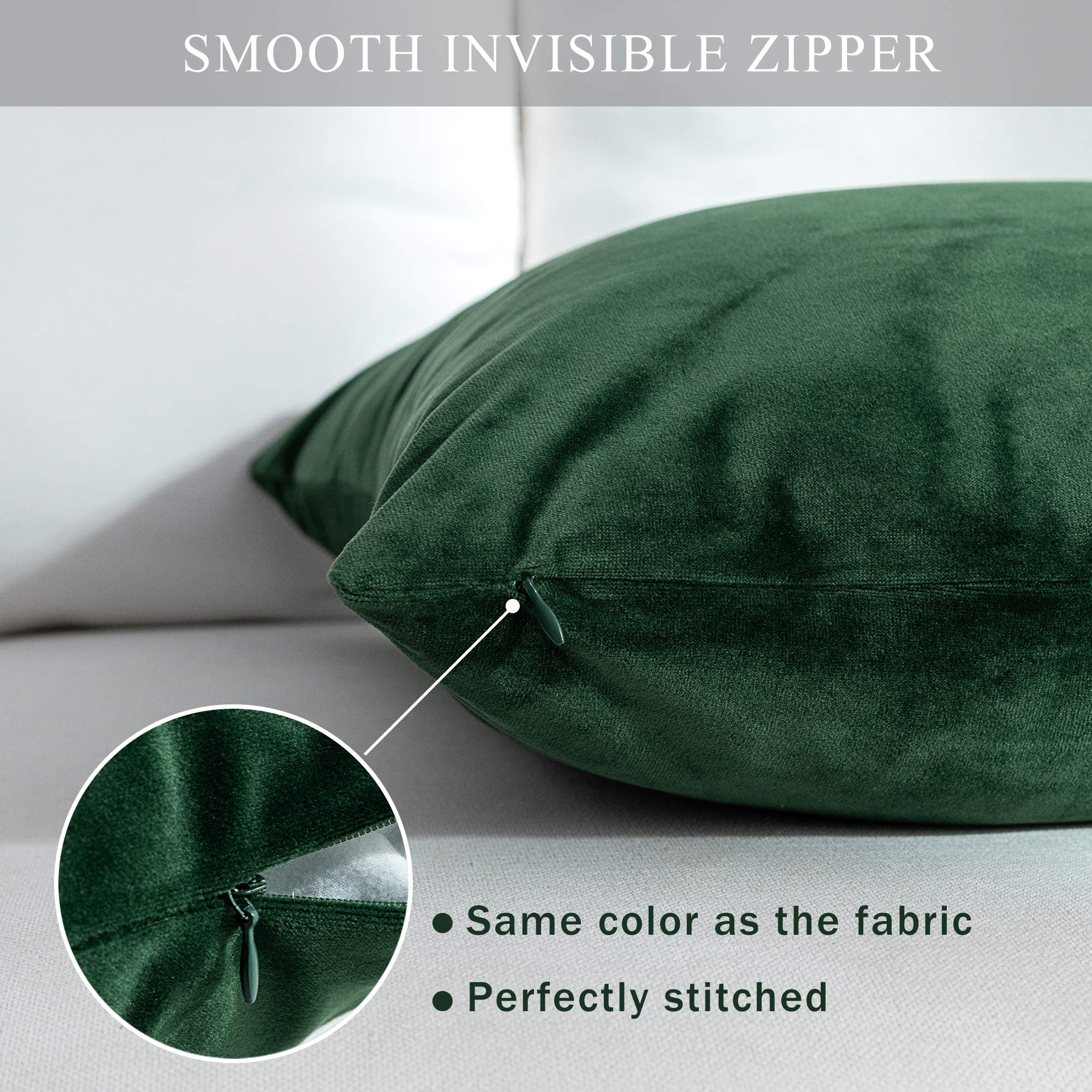 Stellhome 2 Pack Velvet Pillow Covers 24x24 Inch Square Decorative Cushion Covers for Bed, Couch, Sofa - Soft & Luxurious Olive Green Pillow Cases - Perfect for Living Room, Bedroom & Home Decor
