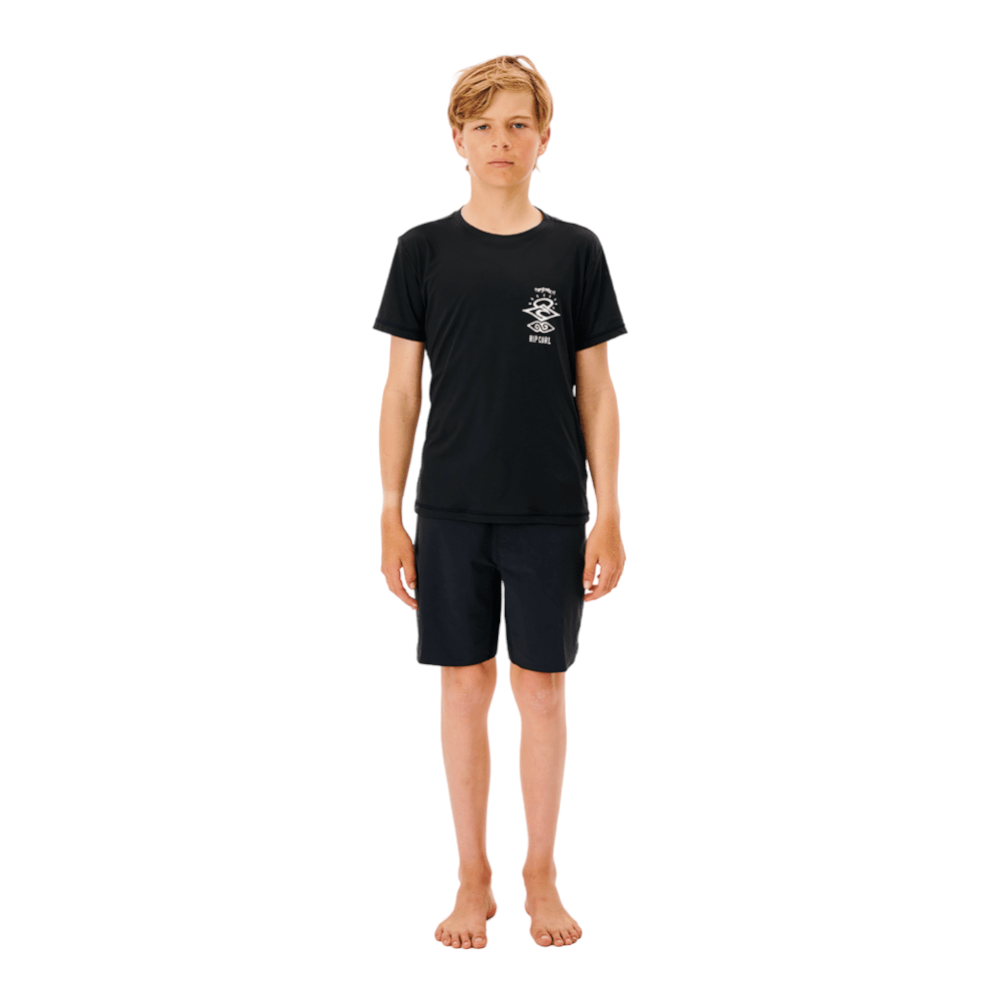 Rip Curl Icons Surflite Short Sleeve UV Rashguard for Boys (8-16 Years) - Sun Protection Swim Shirt for Surfing, Swimming & Beach Activities