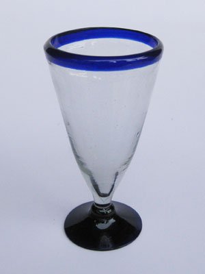 Premium Cobalt Blue Rim 11 oz Pilsner Beer Glasses Set of 6 - Eco-Friendly Recycled Glass, Lead-Free & Toxin-Free - Perfect for Beer Tasting, Home Bars, Parties & Gifts