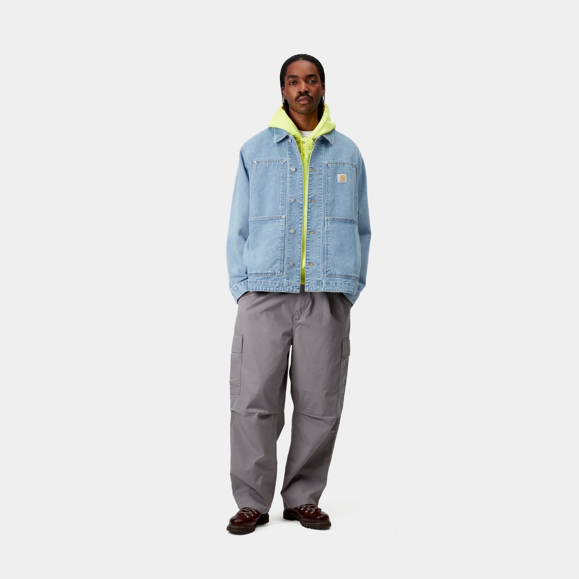 OG Double Front Jacket - Stone Bleached Blue Denim Jacket for Men & Women | Vintage Style Outerwear for Casual Wear, Street Fashion & Layering