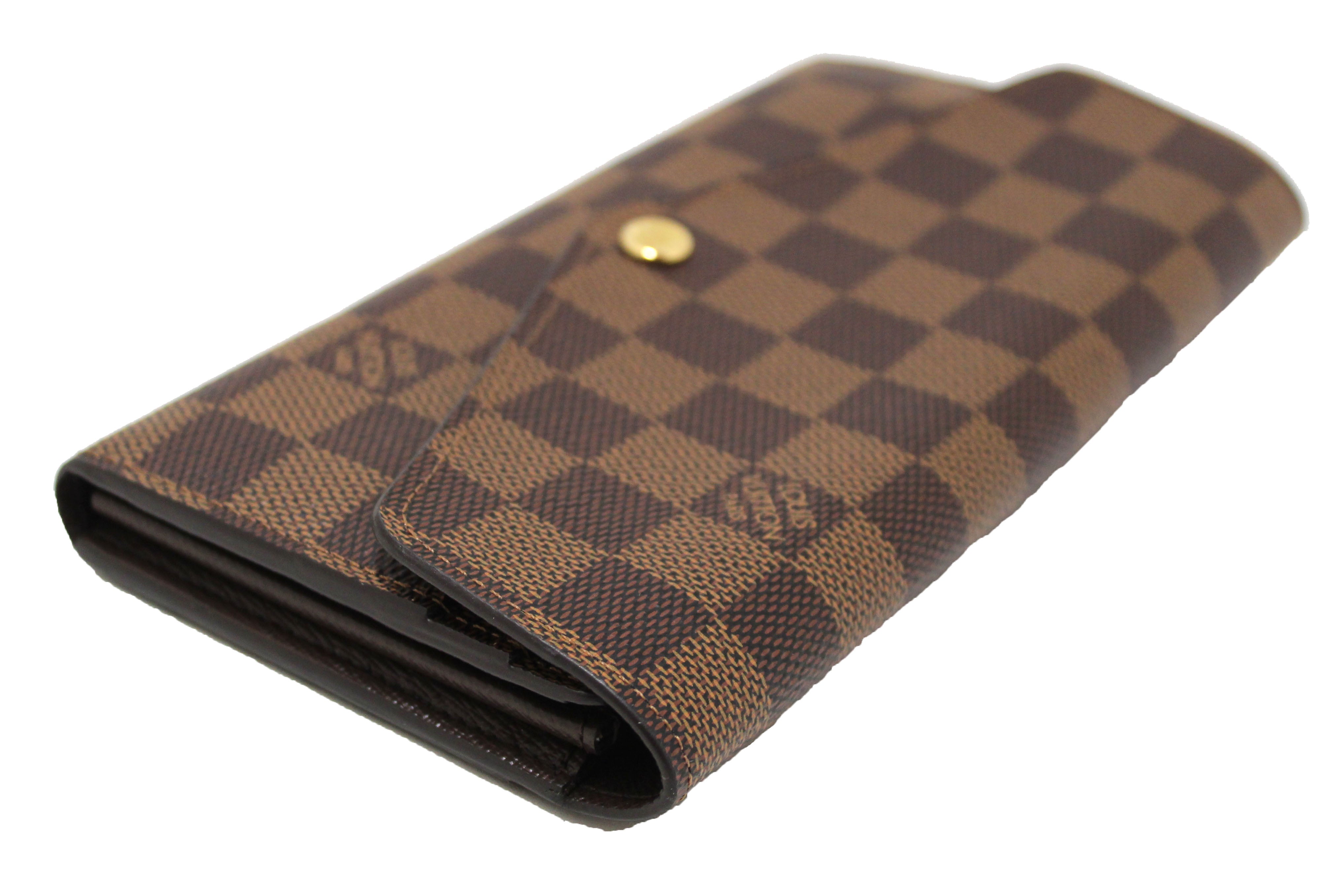 Authentic Louis Vuitton Damier Ebene Canvas Sarah Wallet - Luxury Women's Zip Around Wallet with Multiple Card Slots & Coin Pocket - Perfect for Everyday Use, Travel & Gift Giving