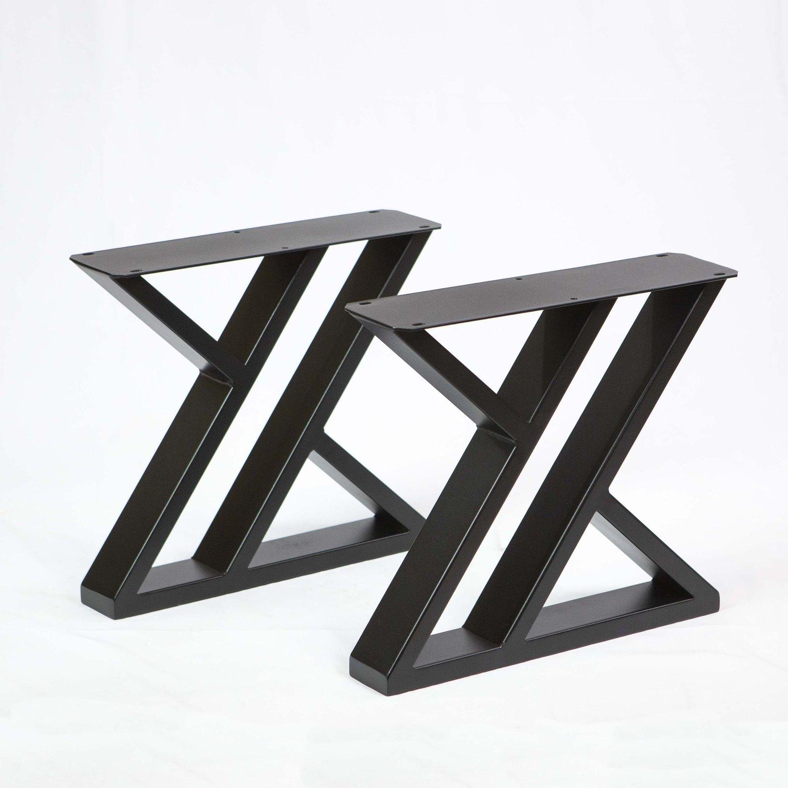 Black Powder Coated SS1120 Double Z Coffee Table Legs - 1 Pair Set for Modern Living Room Furniture & DIY Projects