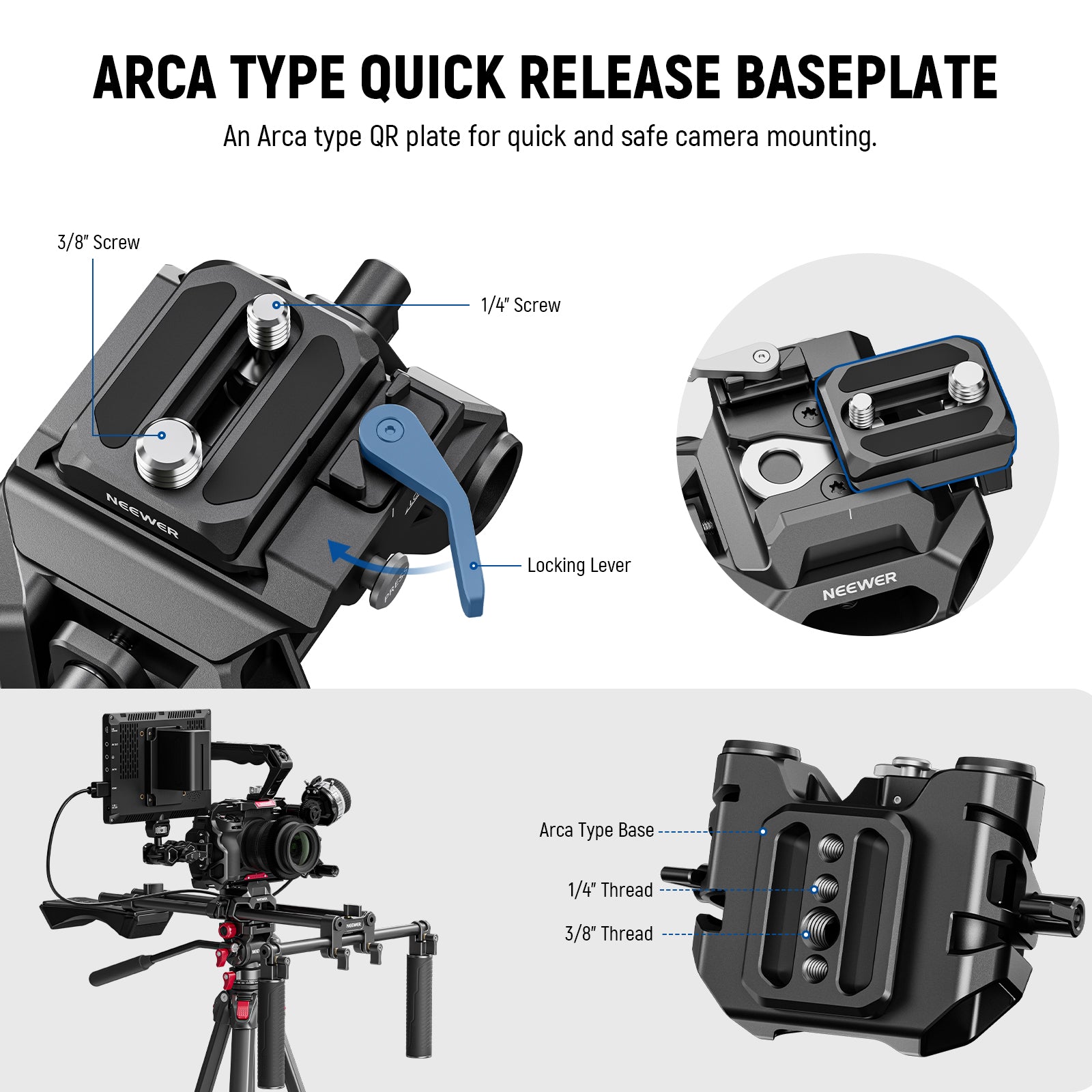 NEEWER SR007 Universal Shoulder Rig Kit for DSLR Camera - Professional Stabilizer Support System with Adjustable Handles, Matte Box & Follow Focus - Perfect for Filmmaking, Vlogging & Video Production