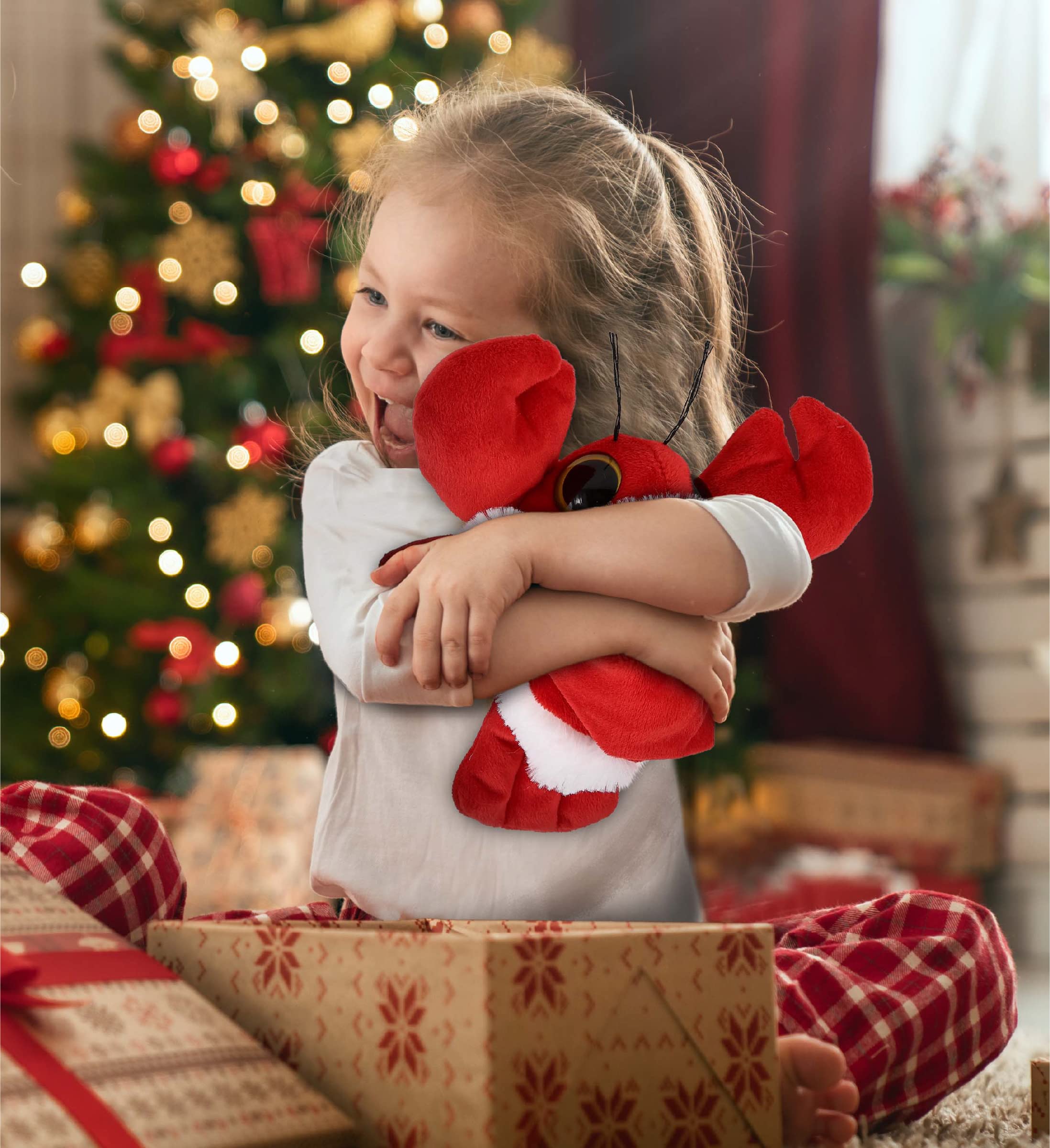 **DolliBu Santa Big Eye Lobster Plush Toy - 6