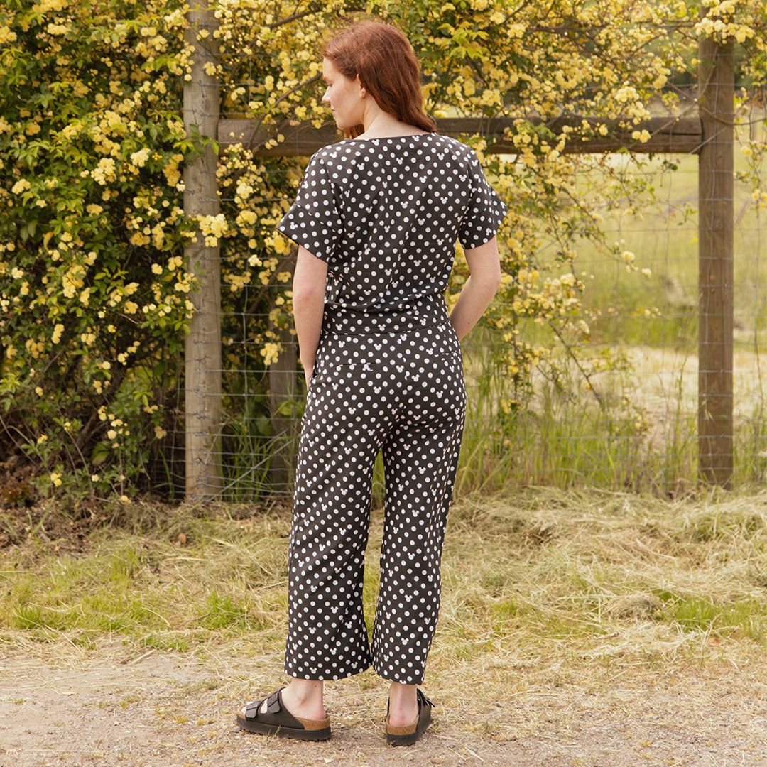 Disney Mickey Mouse Audrey Wide Leg Pants with Polka Dots - Women's Casual Lounge Pants for Disney Fans, Home Wear & Theme Park Outfits