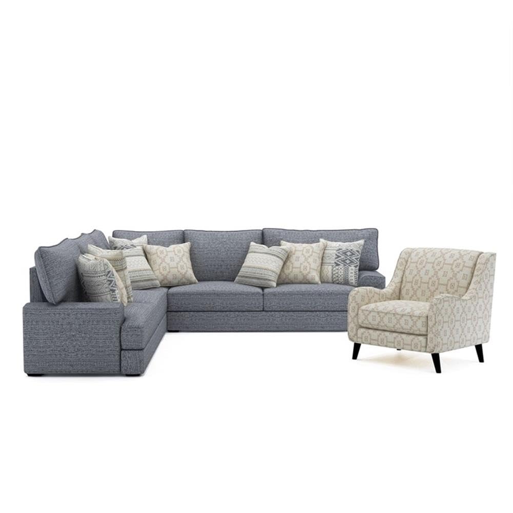 Furniture of America Maviss Chenille Sectional Sofa with Keystone Chair in Gray - Modern Living Room Set for Home Theater & Family Gatherings