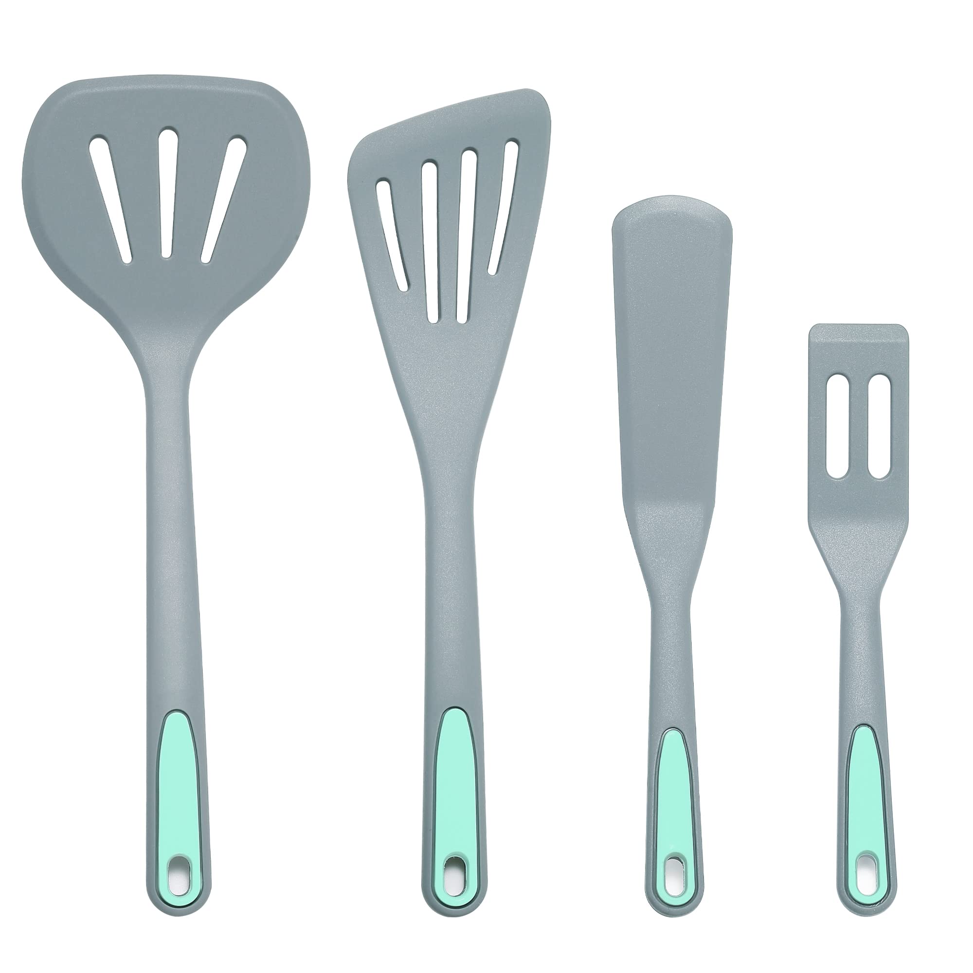 Premium Silicone Spatula Set of 4 - Heat-Resistant Nonstick Fish Spatula, Mini Brownie Server, Round Pancake Turner - Flexible & Dishwasher Safe Kitchen Utensils for Baking, Cooking & Serving | Perfect for Home Chefs & Bakers